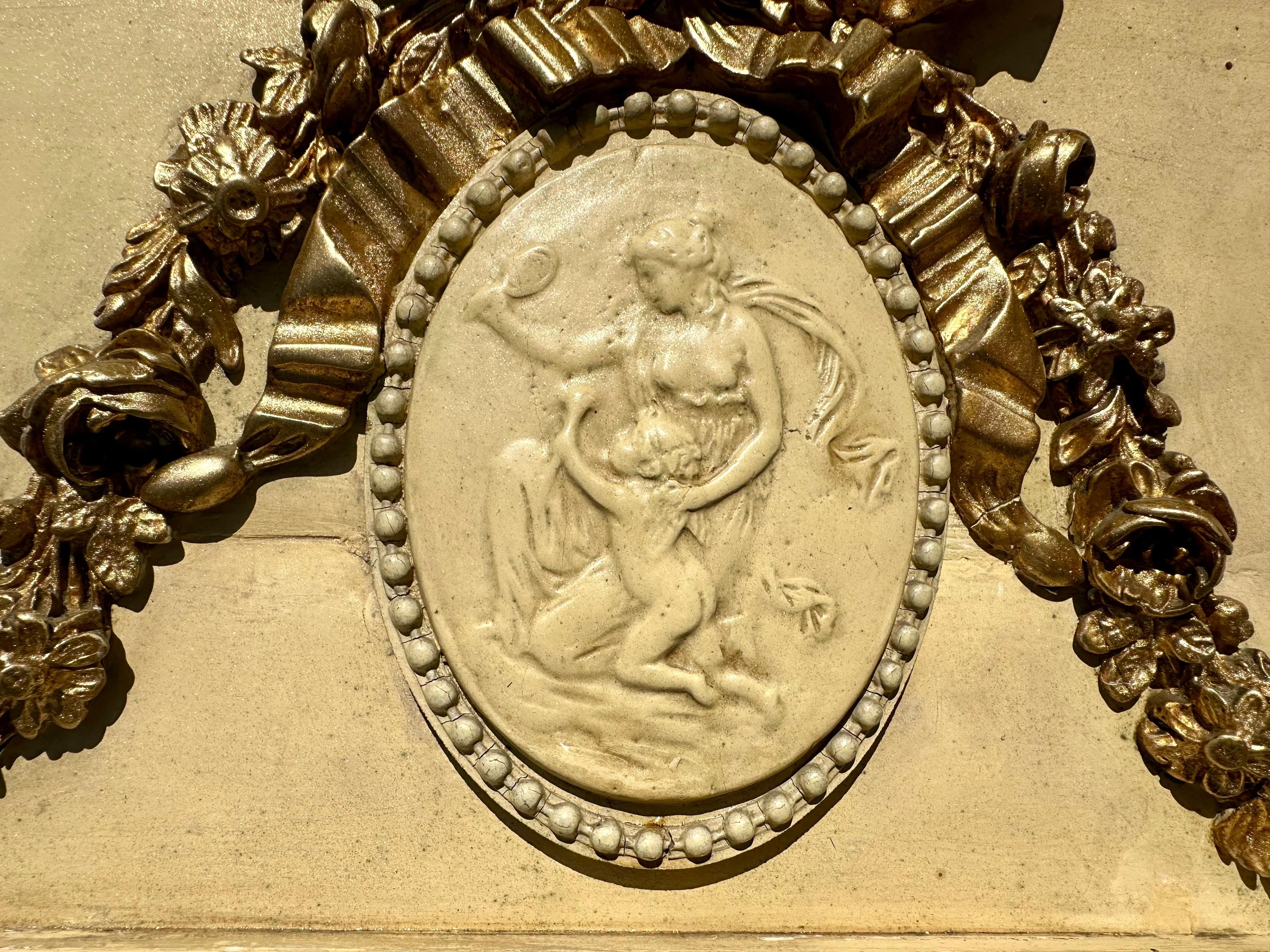 19th Century French Neoclassical Painted Trumeau ca. 1870. For Sale 11