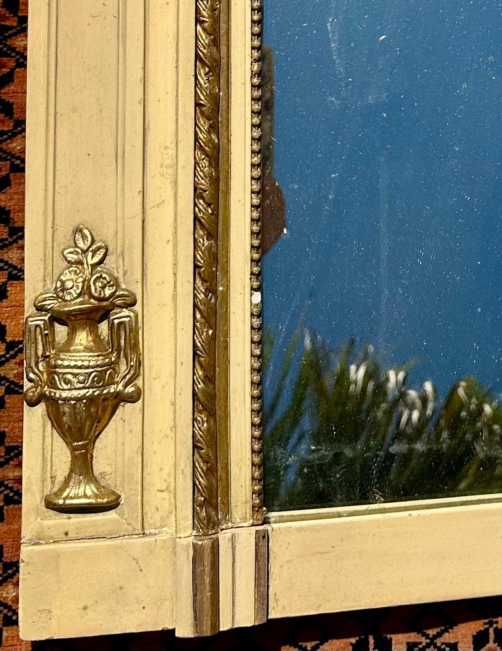 Mirror 19th Century French Neoclassical Painted Trumeau ca. 1870. For Sale