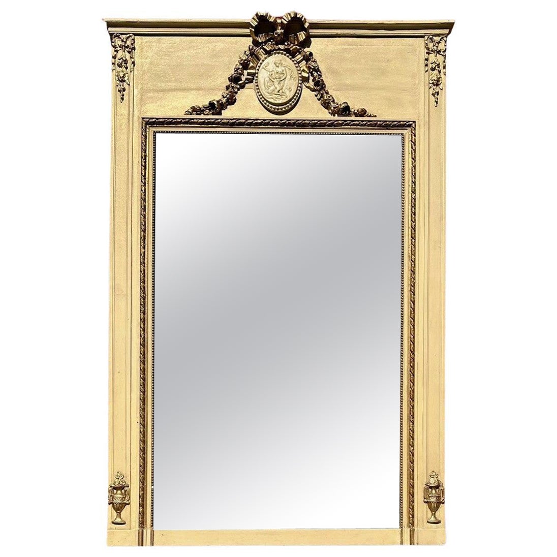 19th Century French Neoclassical Painted Trumeau ca. 1870.