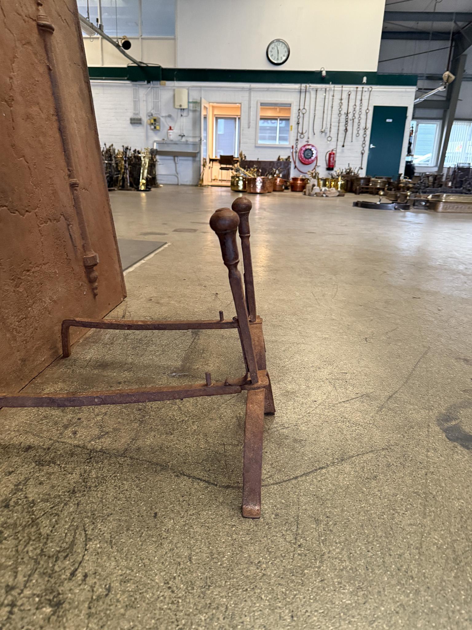 Forged 19th Century French Neoclassical Period Andirons or Firedogs For Sale