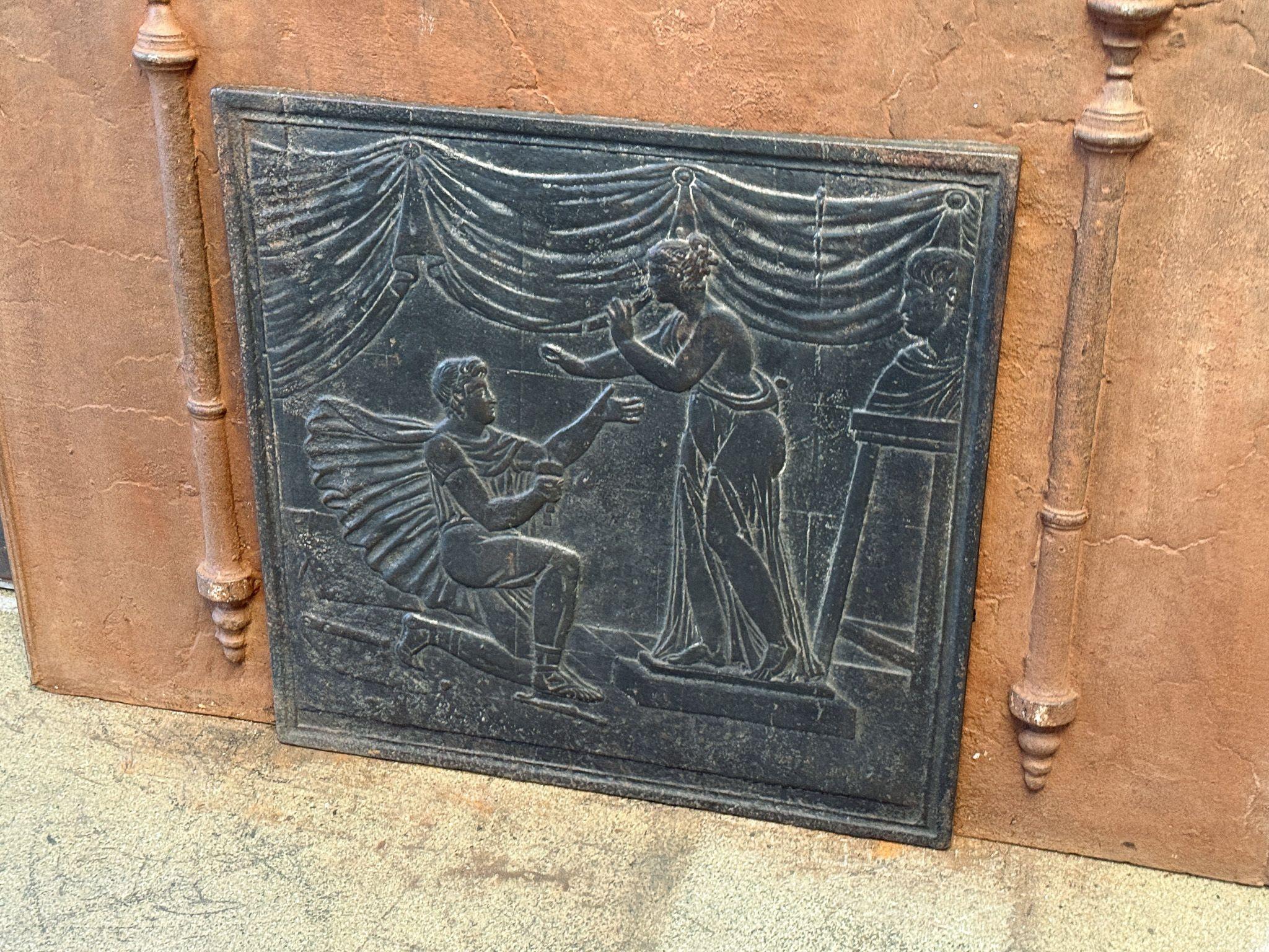 Cast 19th Century French Neoclassical Period Fireback / Backsplash For Sale