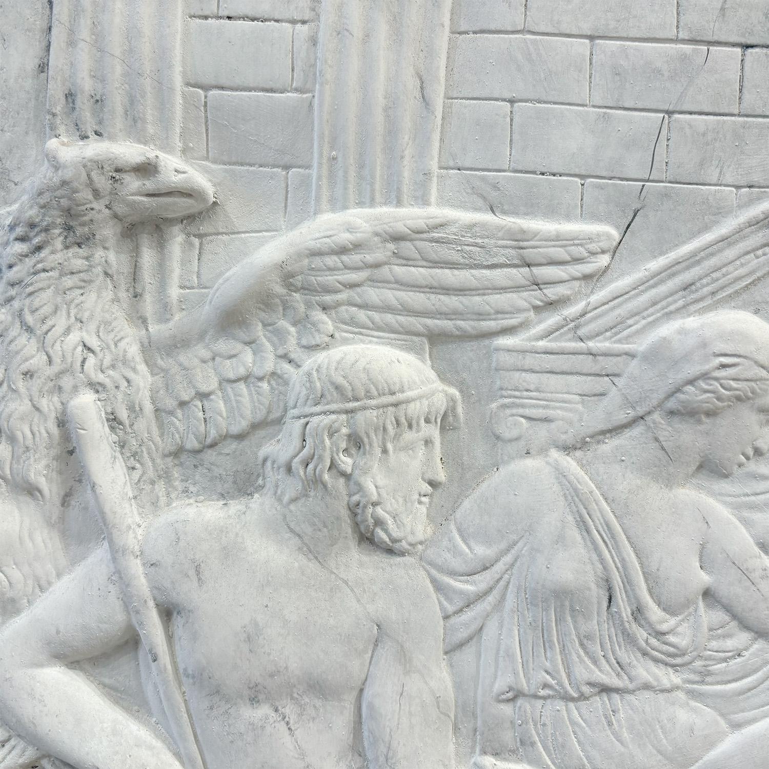 19th Century French Neoclassical Plaster Wall Relief of the Roman God Neptune For Sale 1