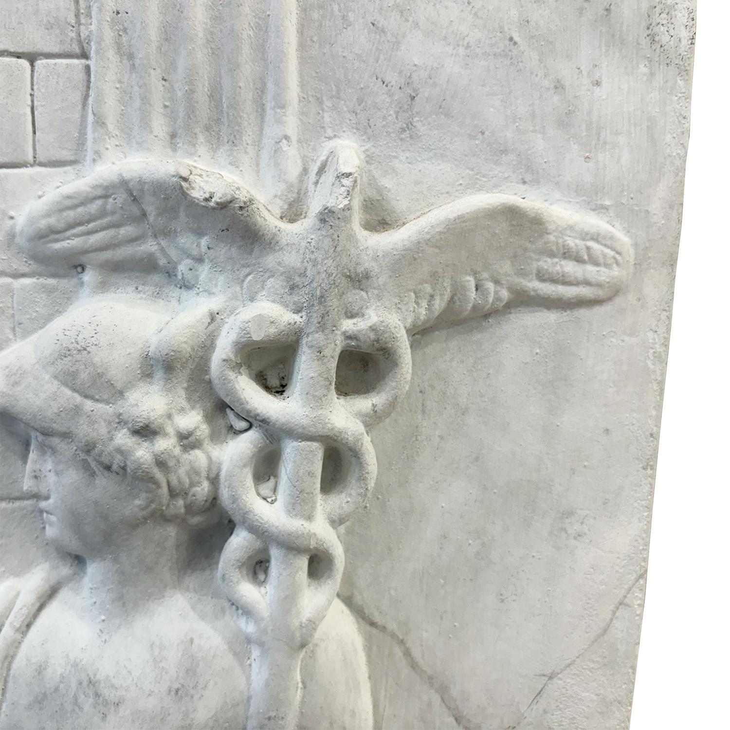 19th Century French Neoclassical Plaster Wall Relief of the Roman God Neptune For Sale 2