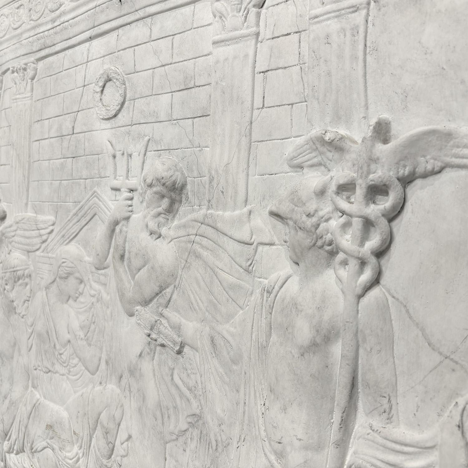 19th Century French Neoclassical Plaster Wall Relief of the Roman God Neptune For Sale 3