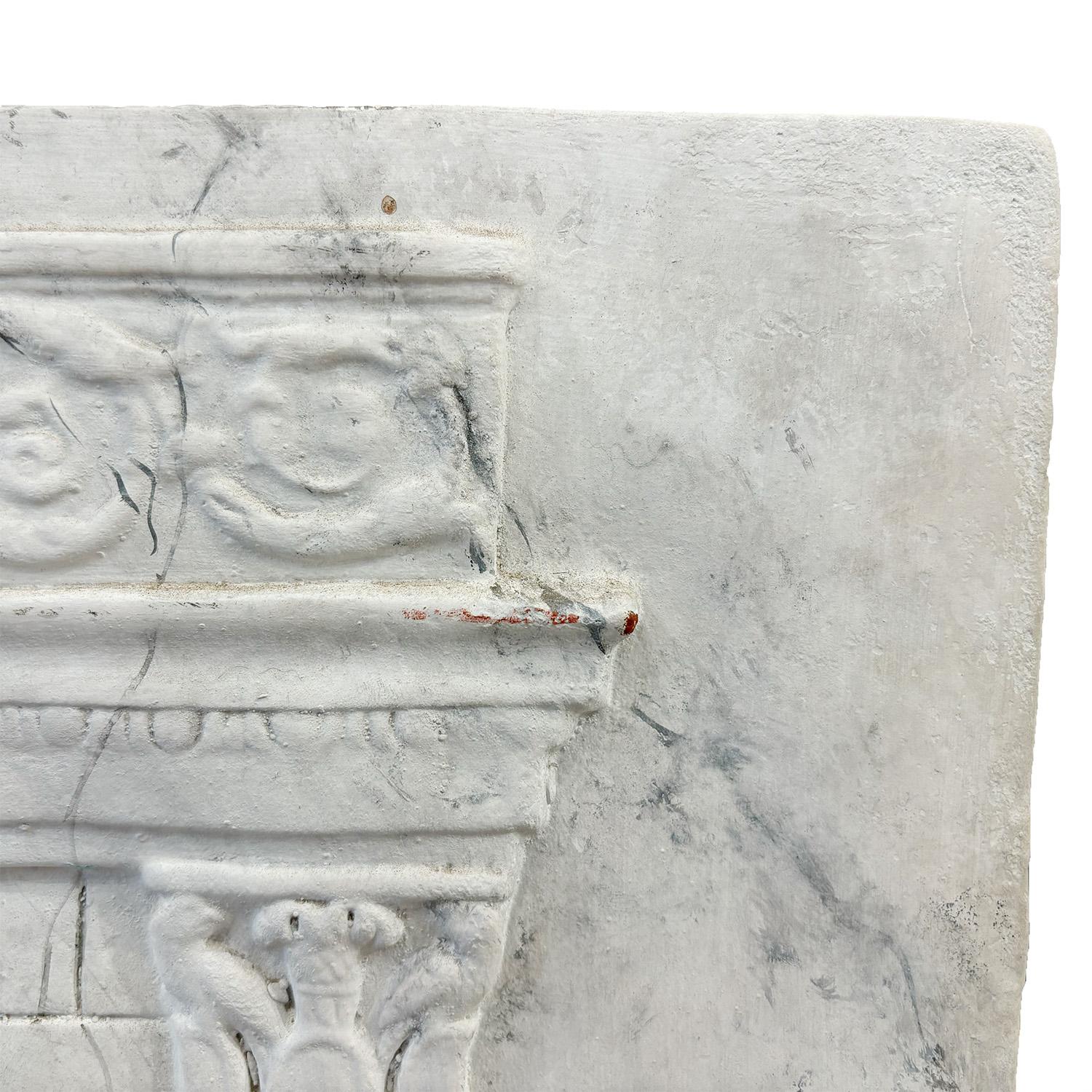 19th Century French Neoclassical Plaster Wall Relief of the Roman God Neptune For Sale 5