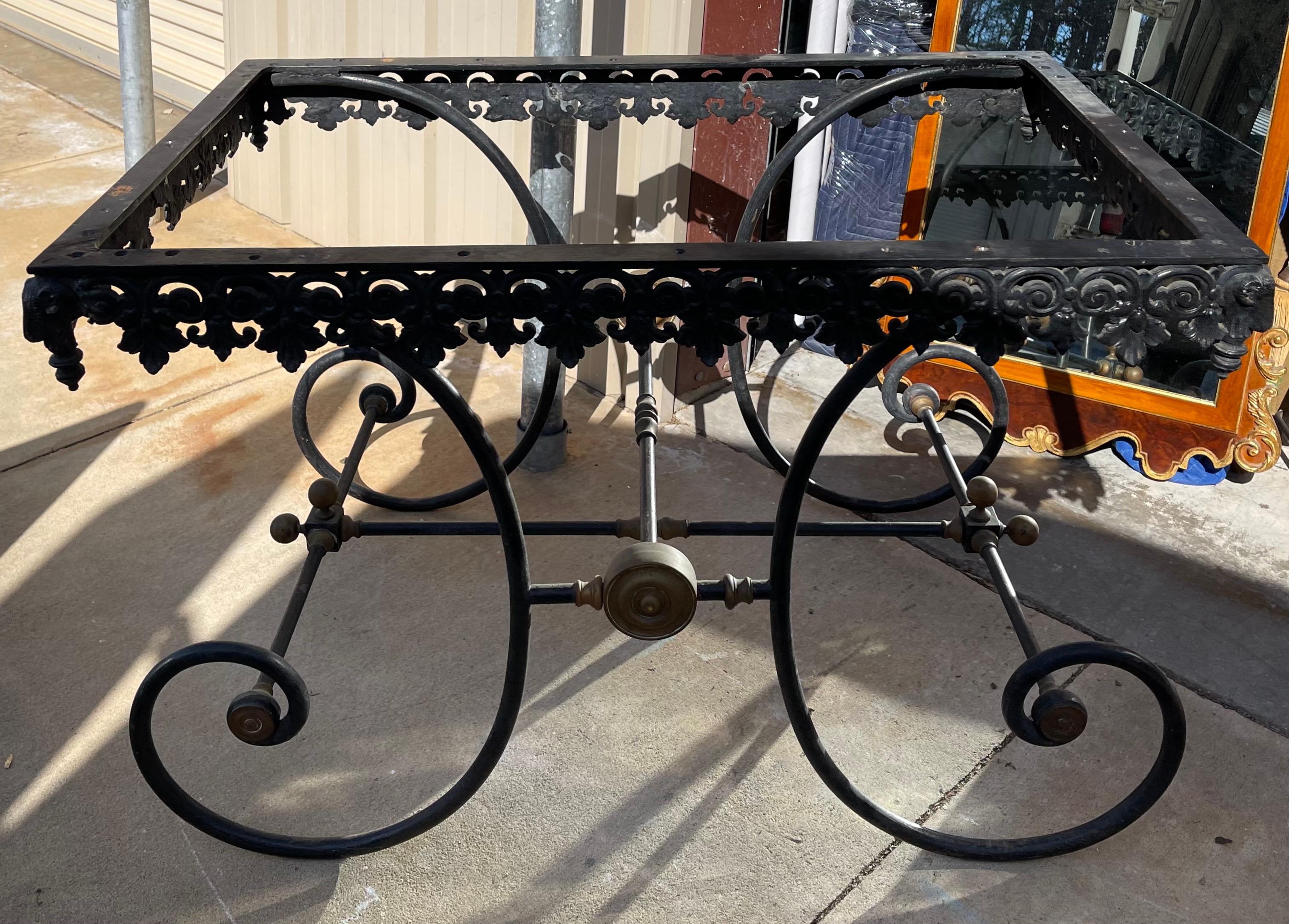 19th Century French Neoclassical Ram’s Head Iron & Marble Baker’s Table 9