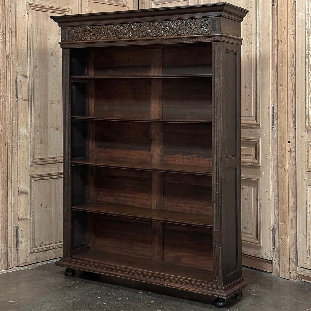 19th Century French Neoclassical ~ Renaissance Open Bookcase is the perfect choice for storing books or displaying keepsakes in a large way yet only taking up less than 15