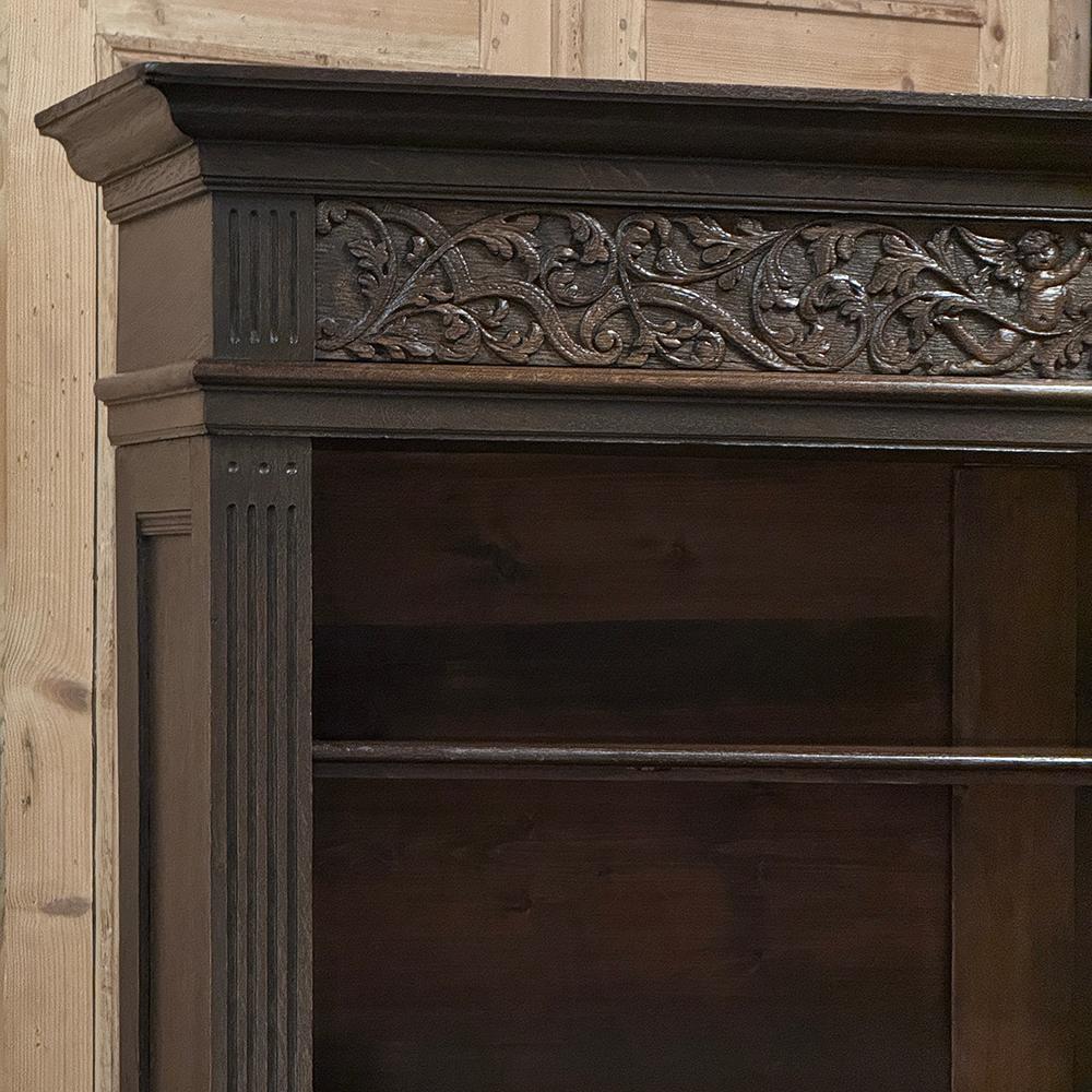 19th Century French Neoclassical ~ Renaissance Open Bookcase In Good Condition For Sale In Dallas, TX