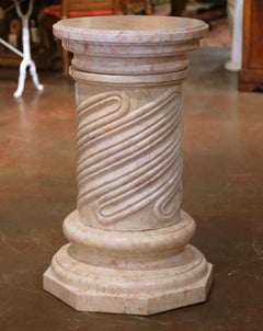 19th Century French Neoclassical Revival Carved Rose Marble Pedestal