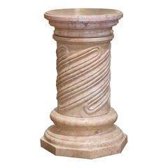 19th Century French Neoclassical Revival Carved Rose Marble Pedestal