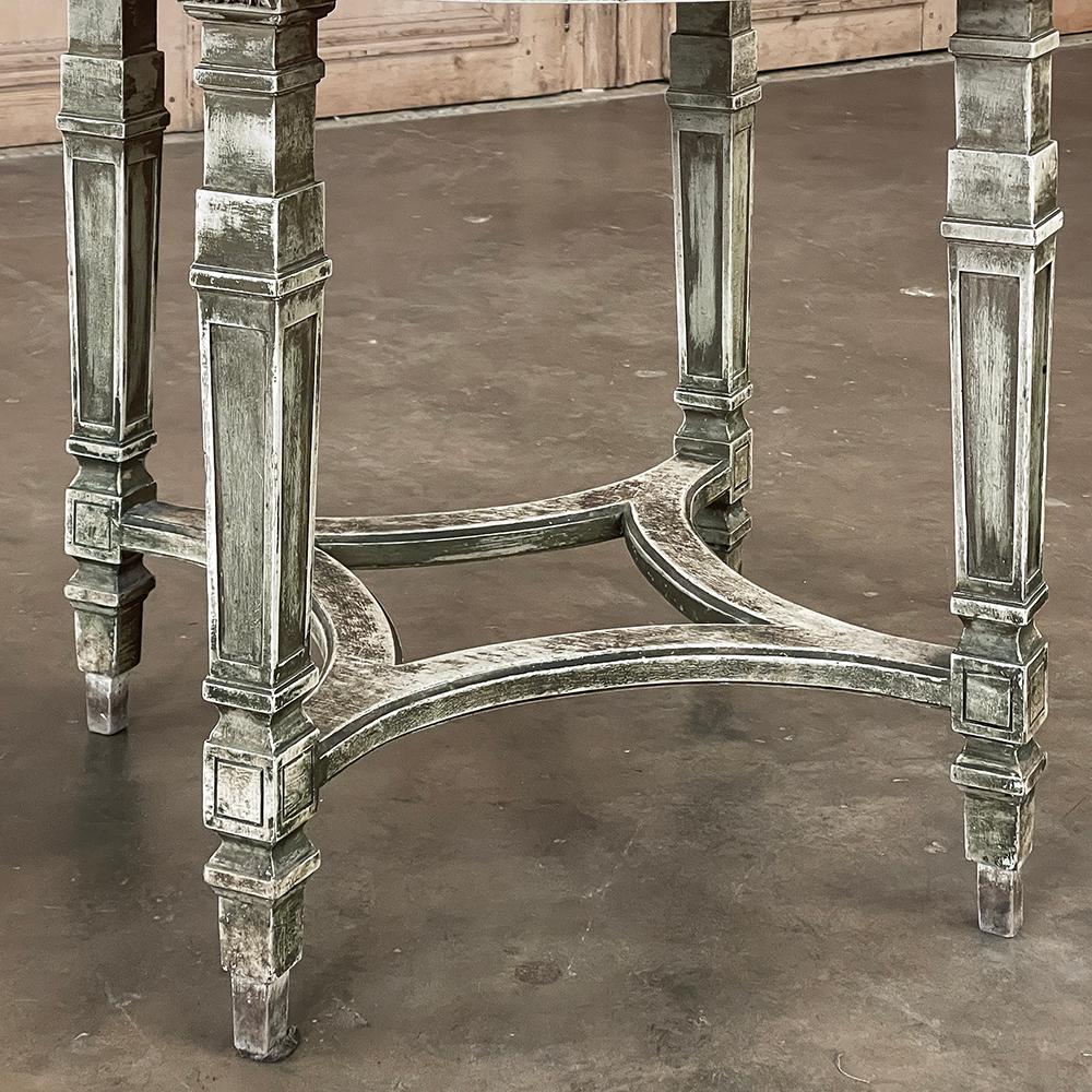 19th Century French Neoclassical Round Painted End Table with Carrara Marble Top For Sale 6