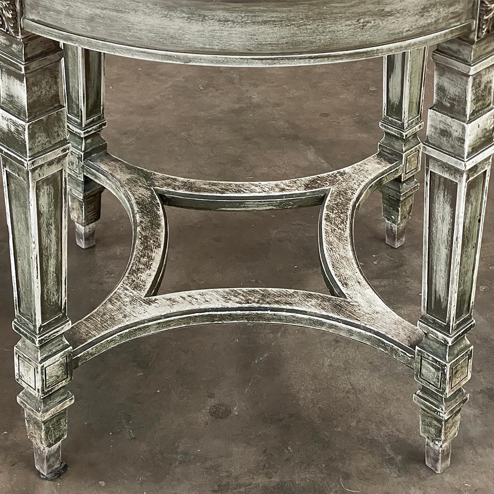 19th Century French Neoclassical Round Painted End Table with Carrara Marble Top For Sale 10