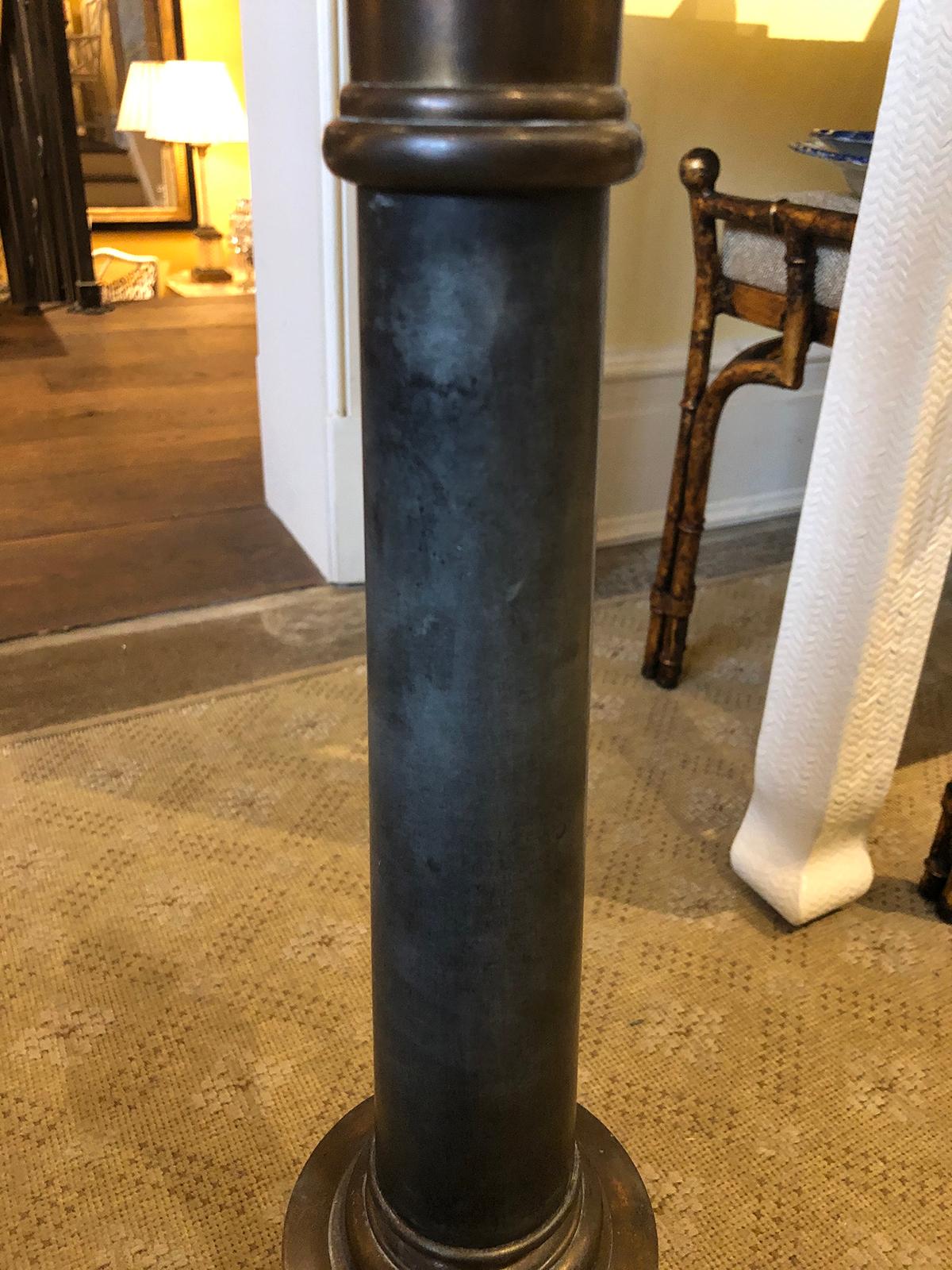 19th Century French Neoclassical Style Brass and Steel Lamp on Marble Base For Sale 2