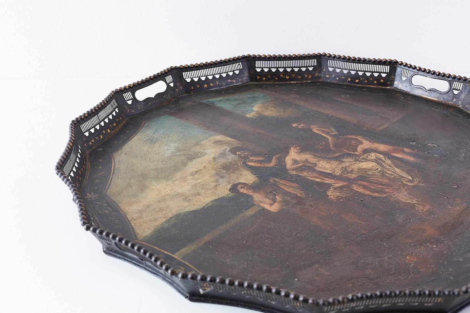 Gilt 19th Century French Neoclassical Style Tole Tray