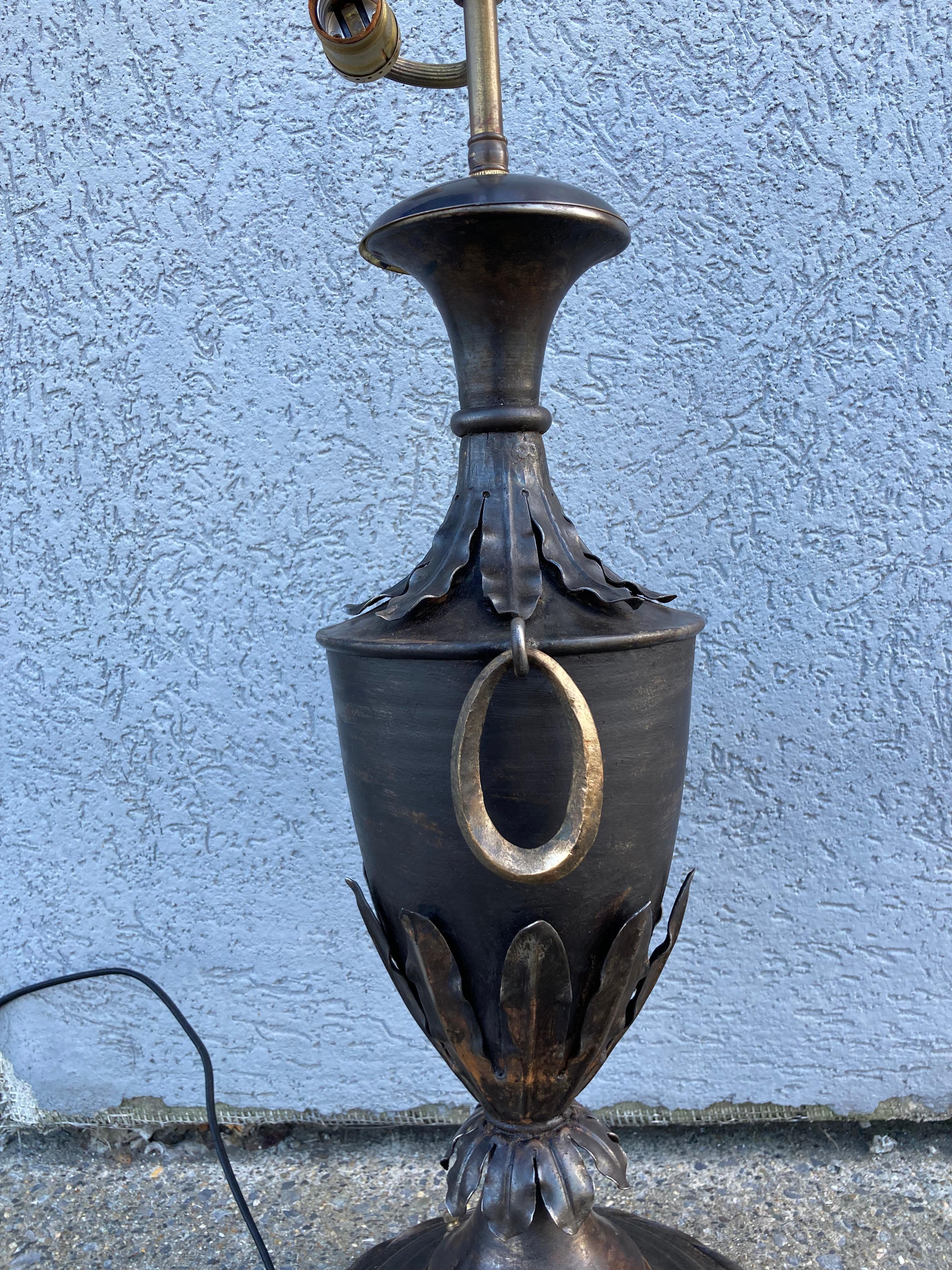 19th Century French Neoclassical Style Urn Form Steel Lamp For Sale 5