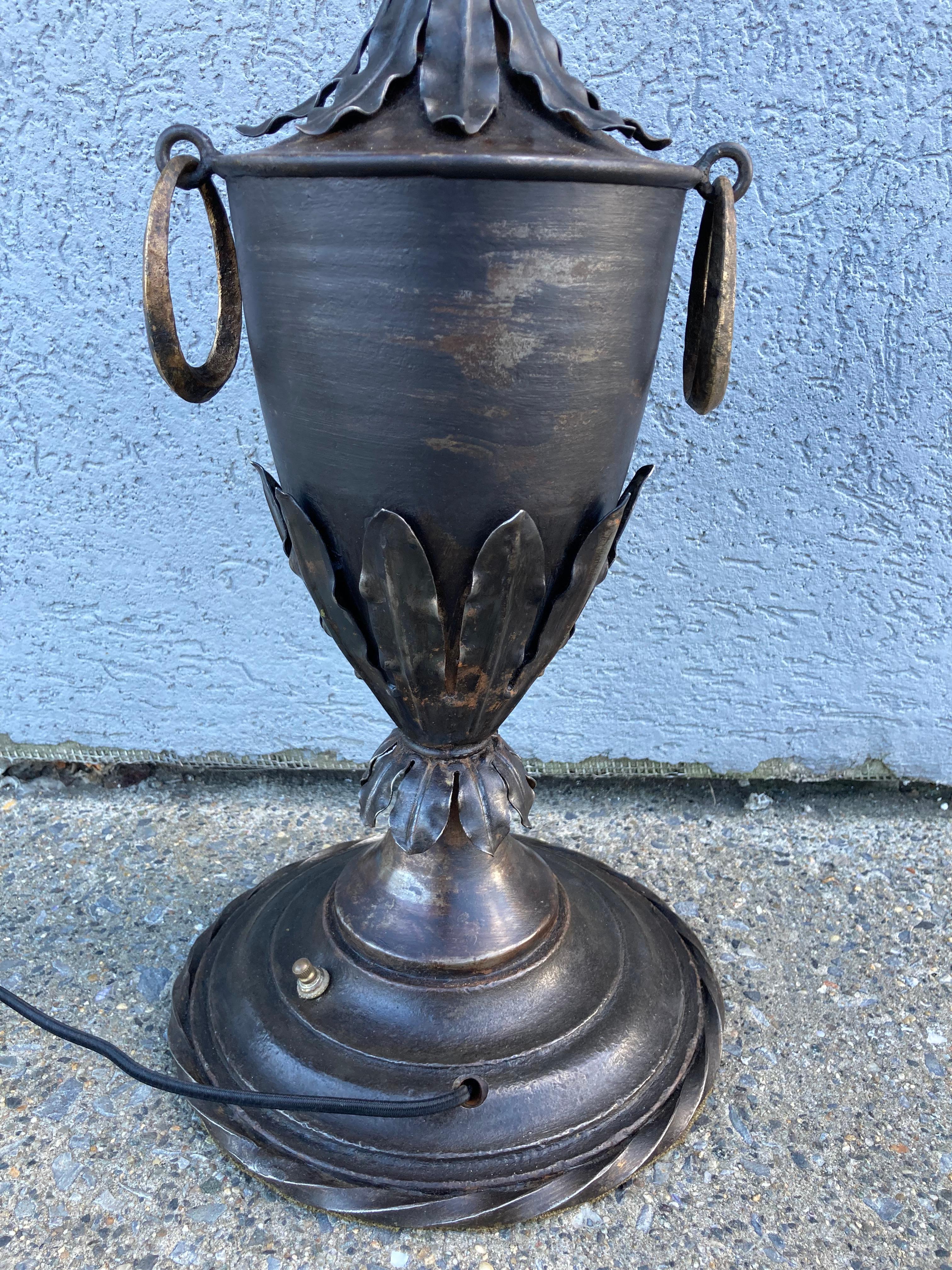 19th Century French Neoclassical Style Urn Form Steel Lamp For Sale 7