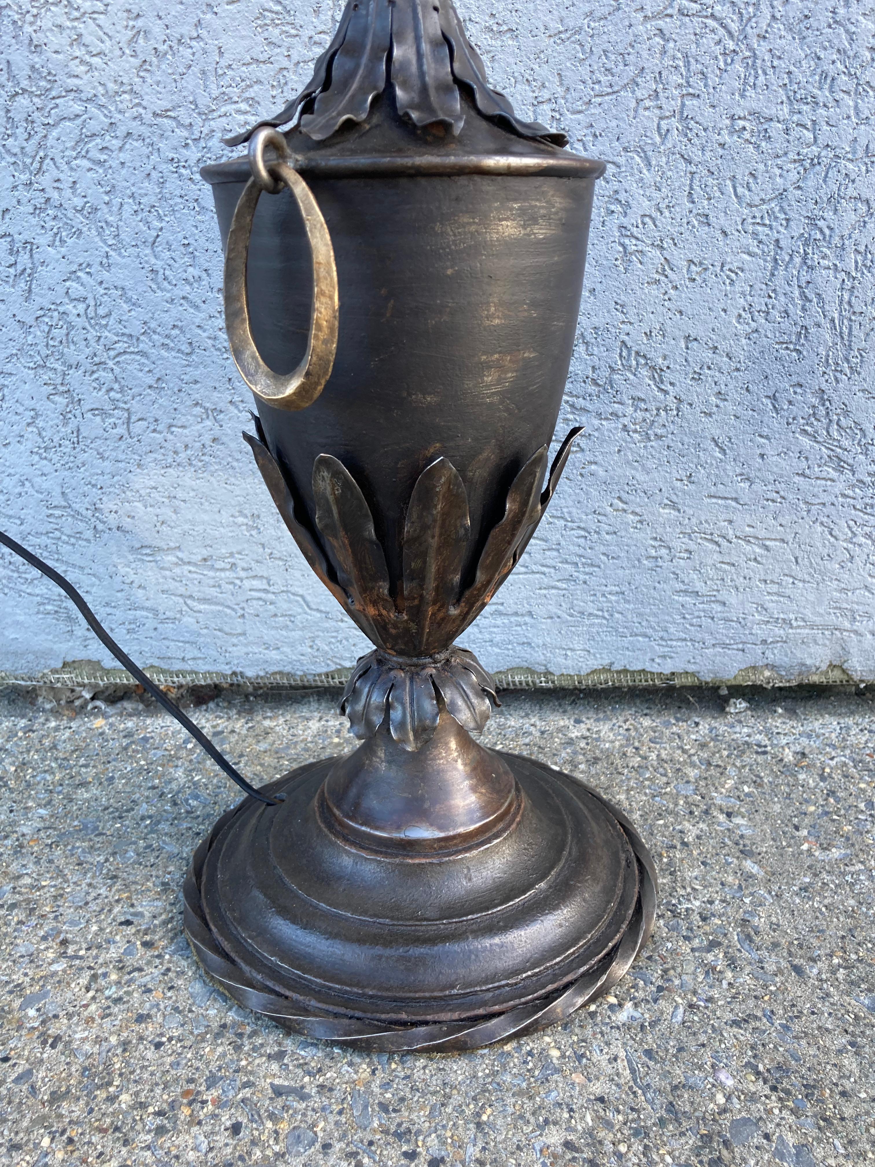 Brass 19th Century French Neoclassical Style Urn Form Steel Lamp For Sale