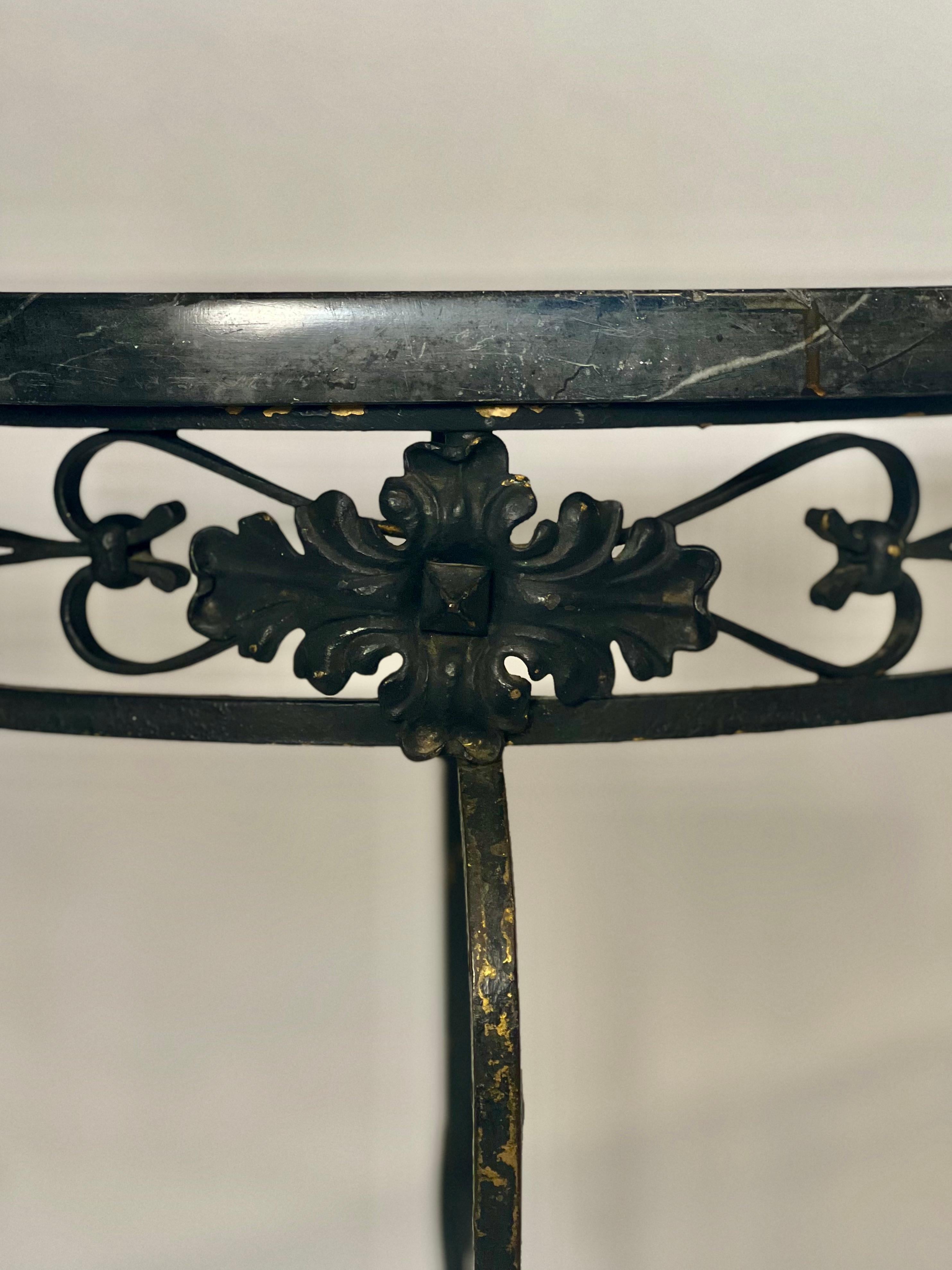 19th Century French Neoclassical Style Wrought Iron and Marble Console Table 7
