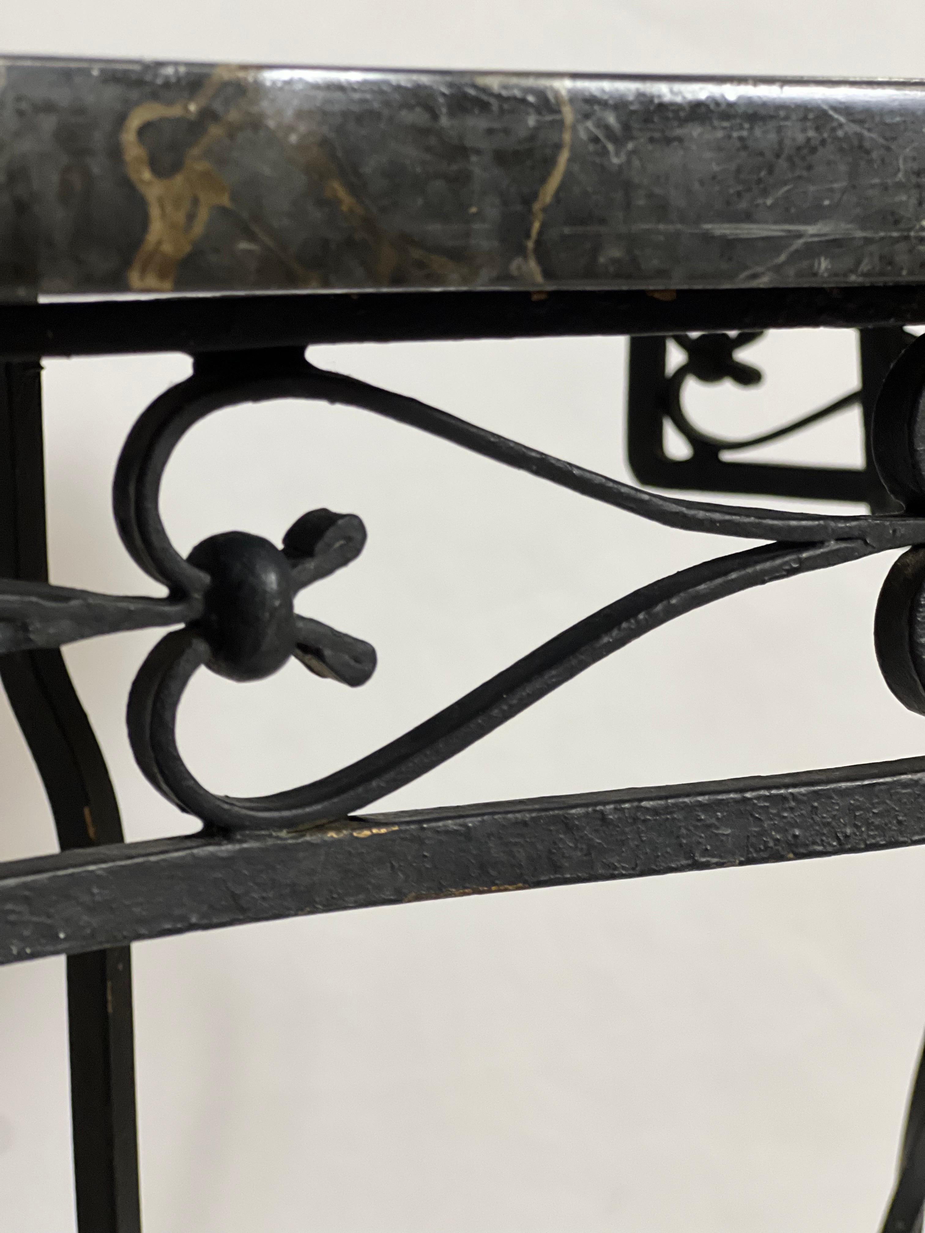 19th Century French Neoclassical Style Wrought Iron and Marble Console Table 9
