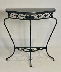 19th Century French Neoclassical Style Wrought Iron and Marble Console Table