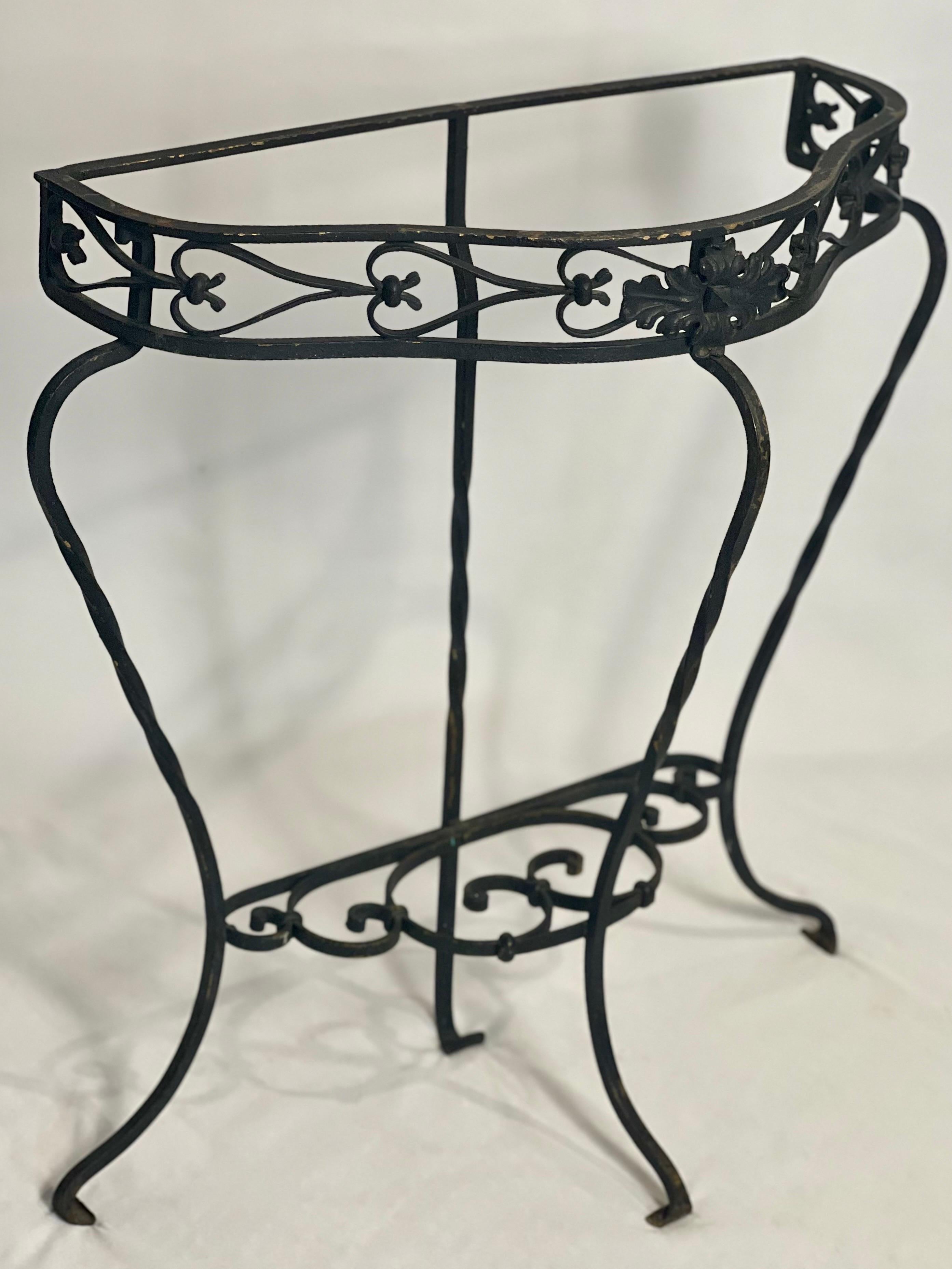19th Century French Neoclassical Style Wrought Iron and Marble Console Table 2