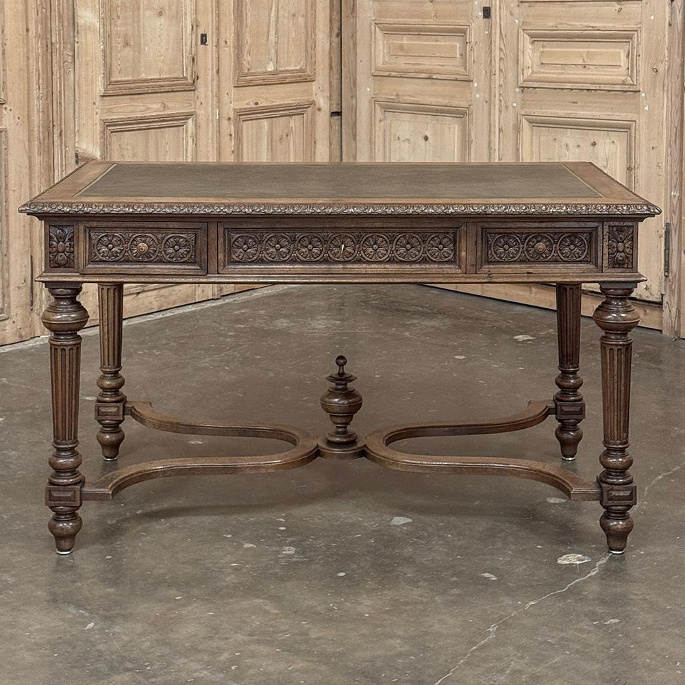 19th Century French Neoclassical Walnut Desk ~ Double Faced Francés en venta