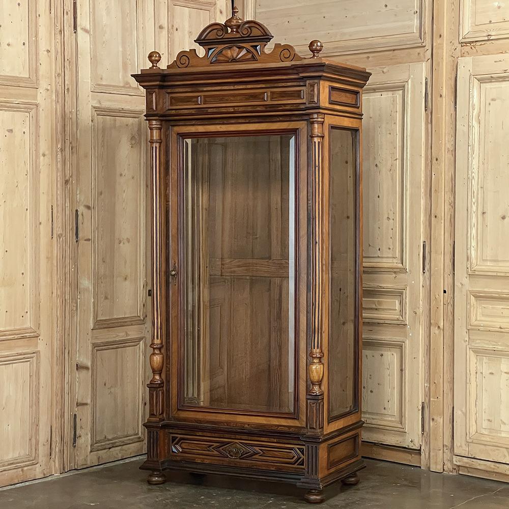 Late 19th Century 19th Century French Neoclassical Walnut Display Armoire ~ Bookcase For Sale