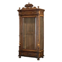 Antique 19th Century French Neoclassical Walnut Display Armoire ~ Bookcase