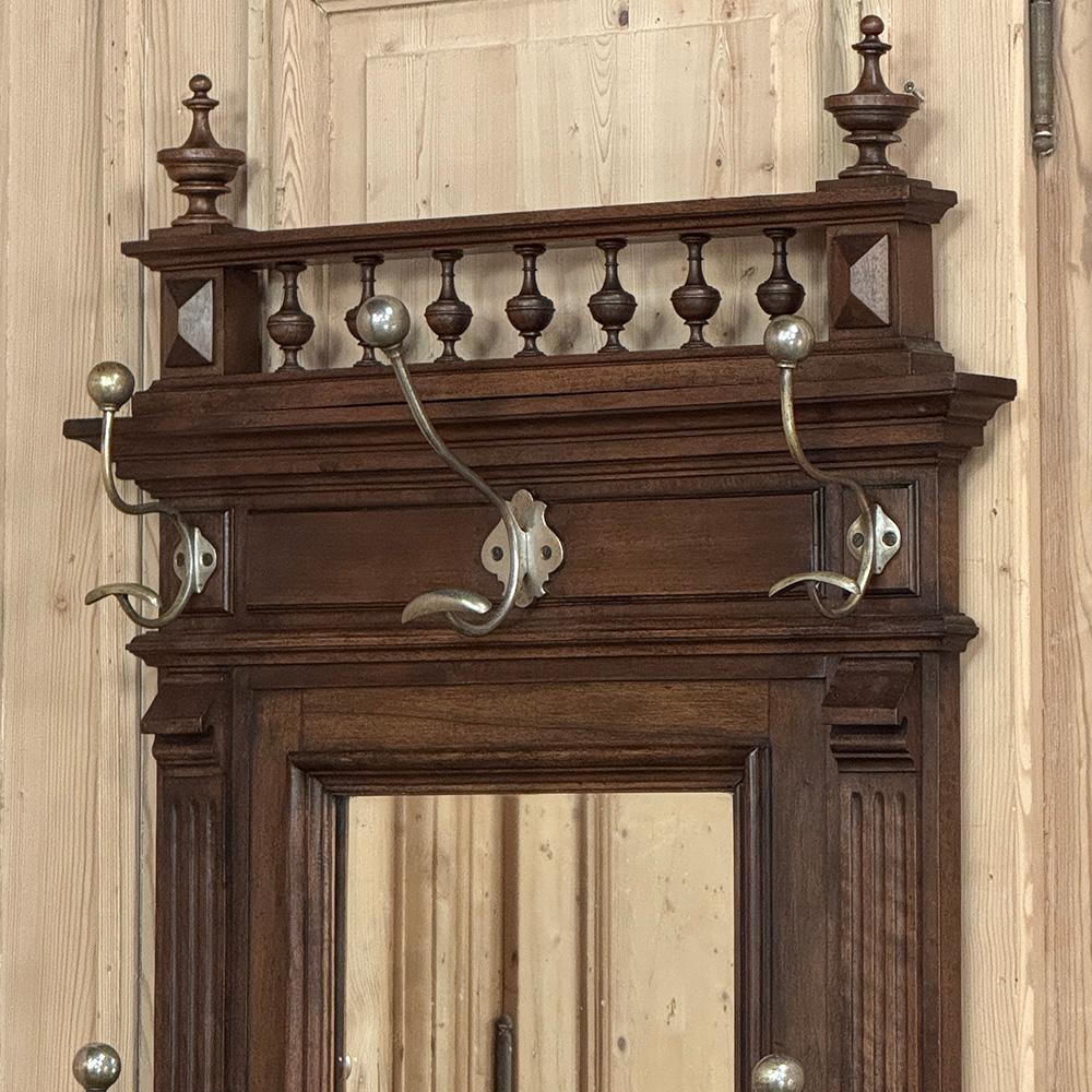 19th Century French Neoclassical Walnut Hall Tree For Sale 4
