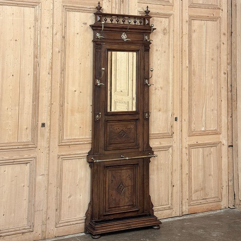 Hand-Crafted 19th Century French Neoclassical Walnut Hall Tree For Sale