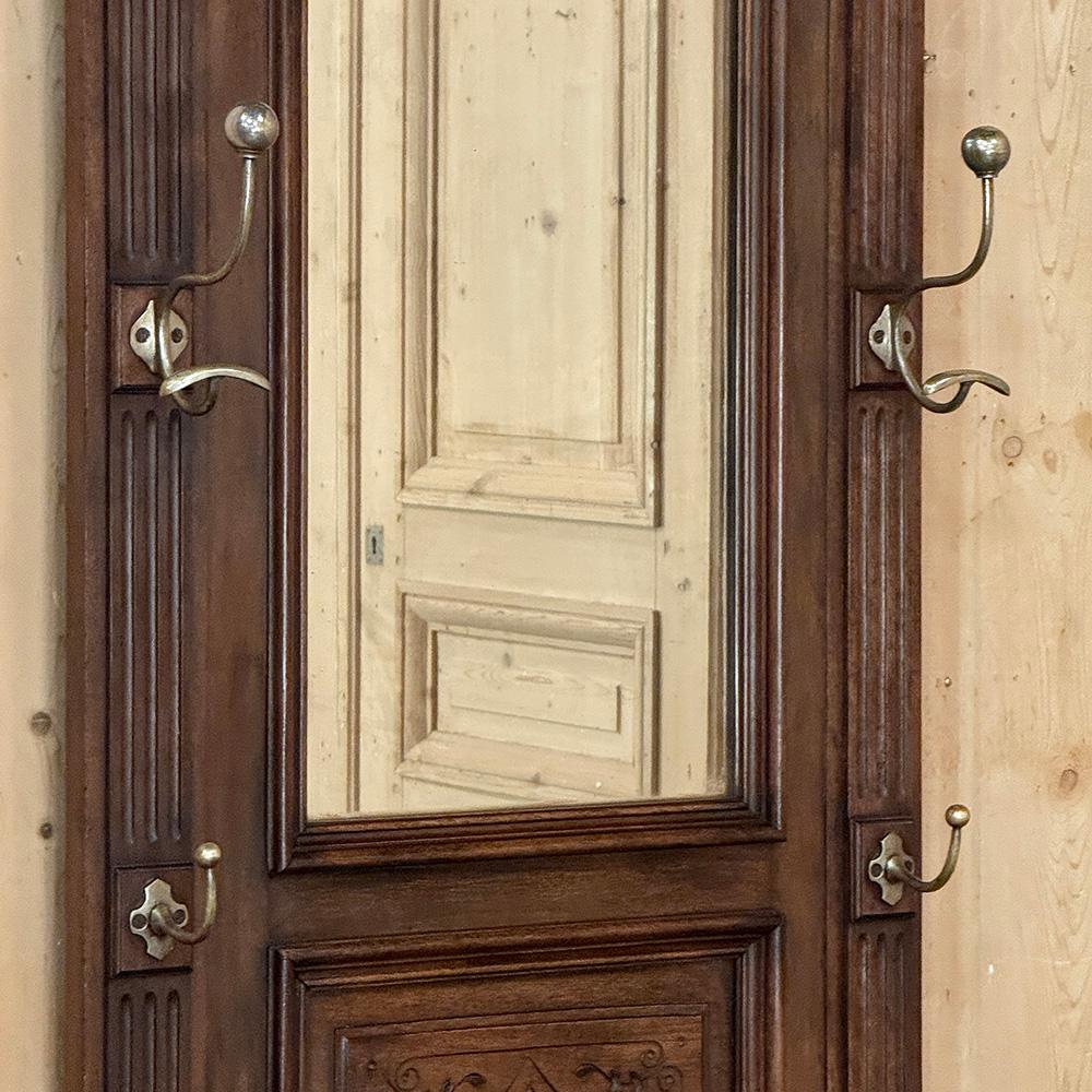 Brass 19th Century French Neoclassical Walnut Hall Tree For Sale