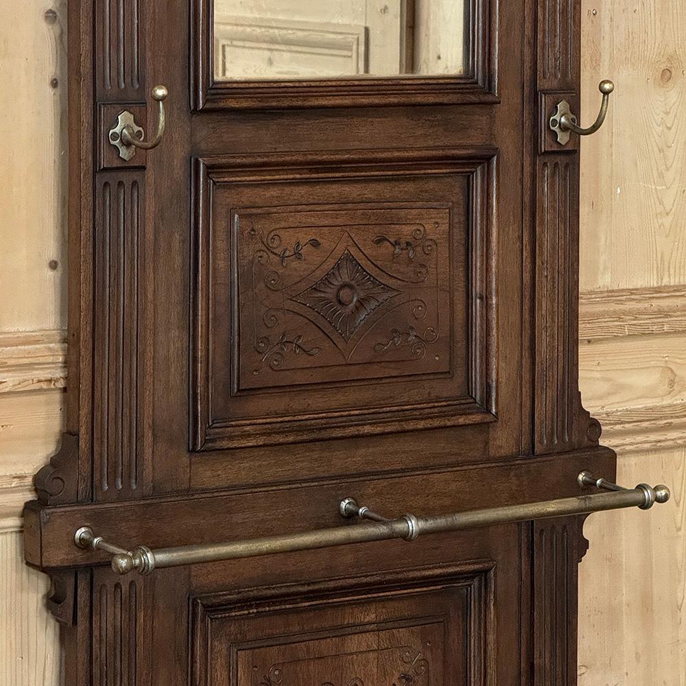 19th Century French Neoclassical Walnut Hall Tree For Sale 1