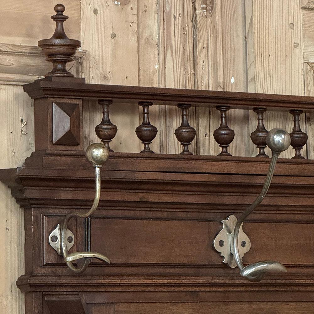 19th Century French Neoclassical Walnut Hall Tree For Sale 3
