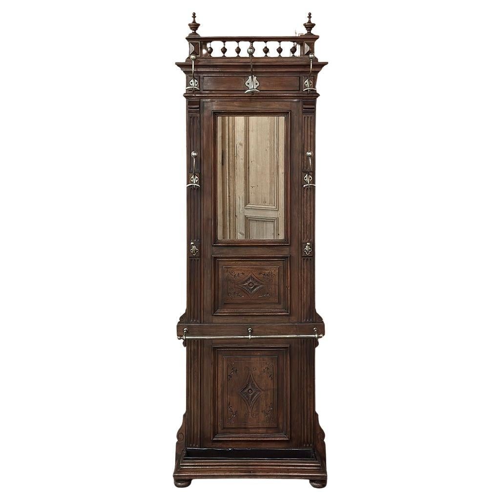 19th Century French Neoclassical Walnut Hall Tree For Sale
