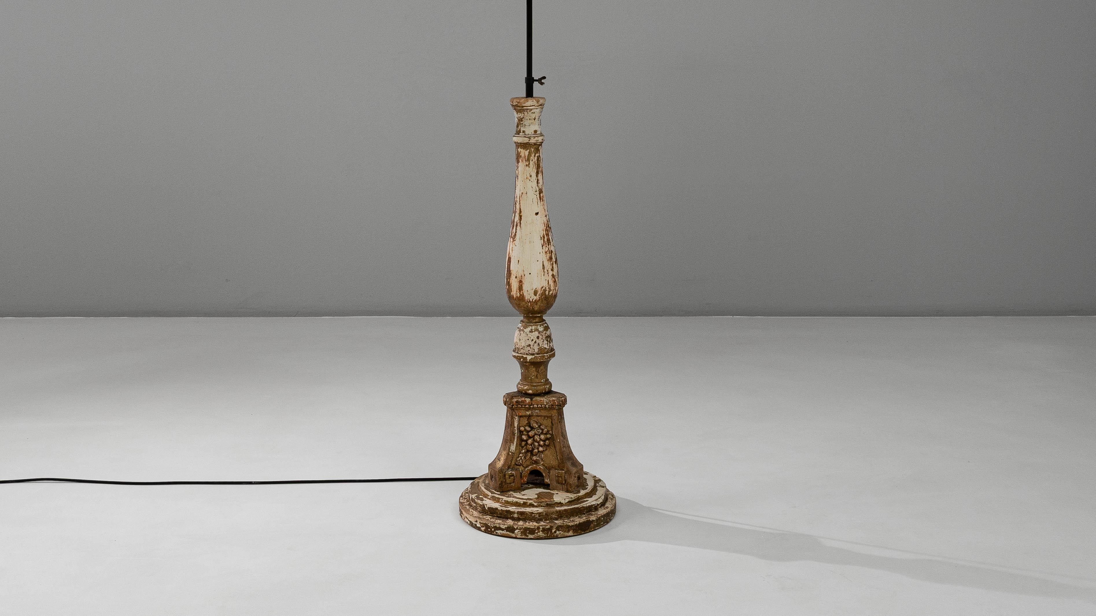 19th Century French Neoclassical Wood Patinated Floor Lamp For Sale 7
