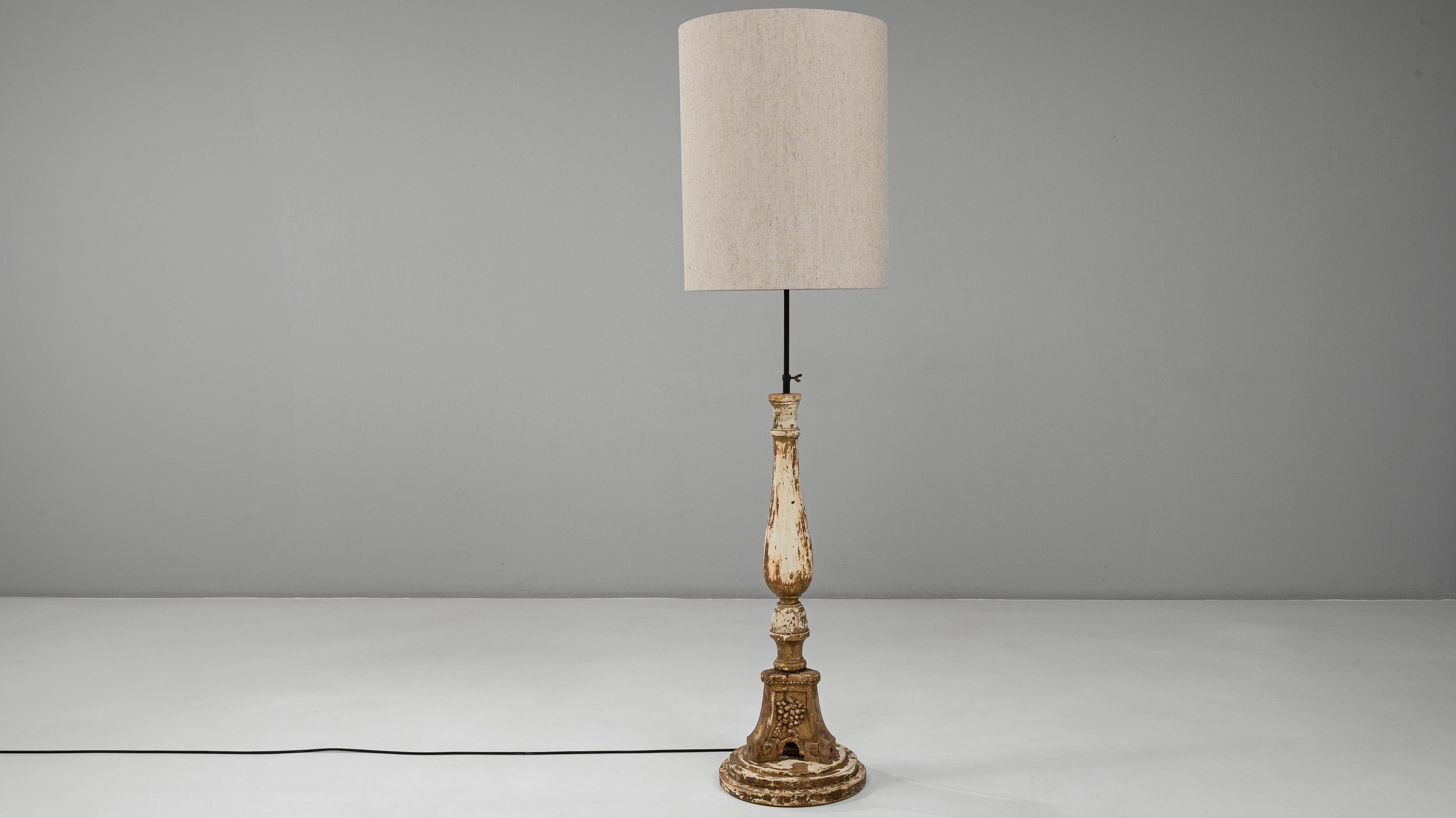 19th Century French Neoclassical Wood Patinated Floor Lamp For Sale 8