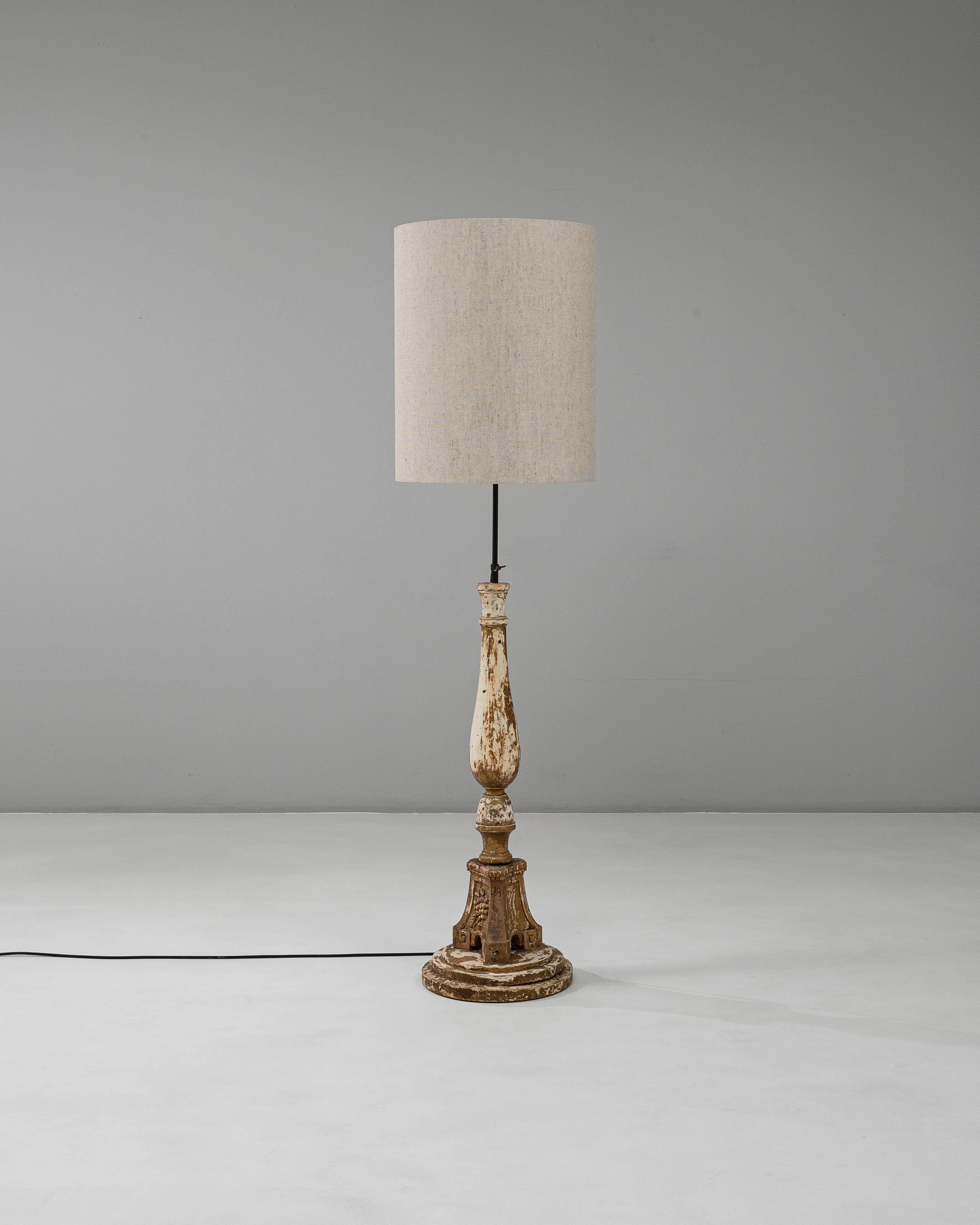 19th Century French Neoclassical Wood Patinated Floor Lamp In Good Condition For Sale In High Point, NC