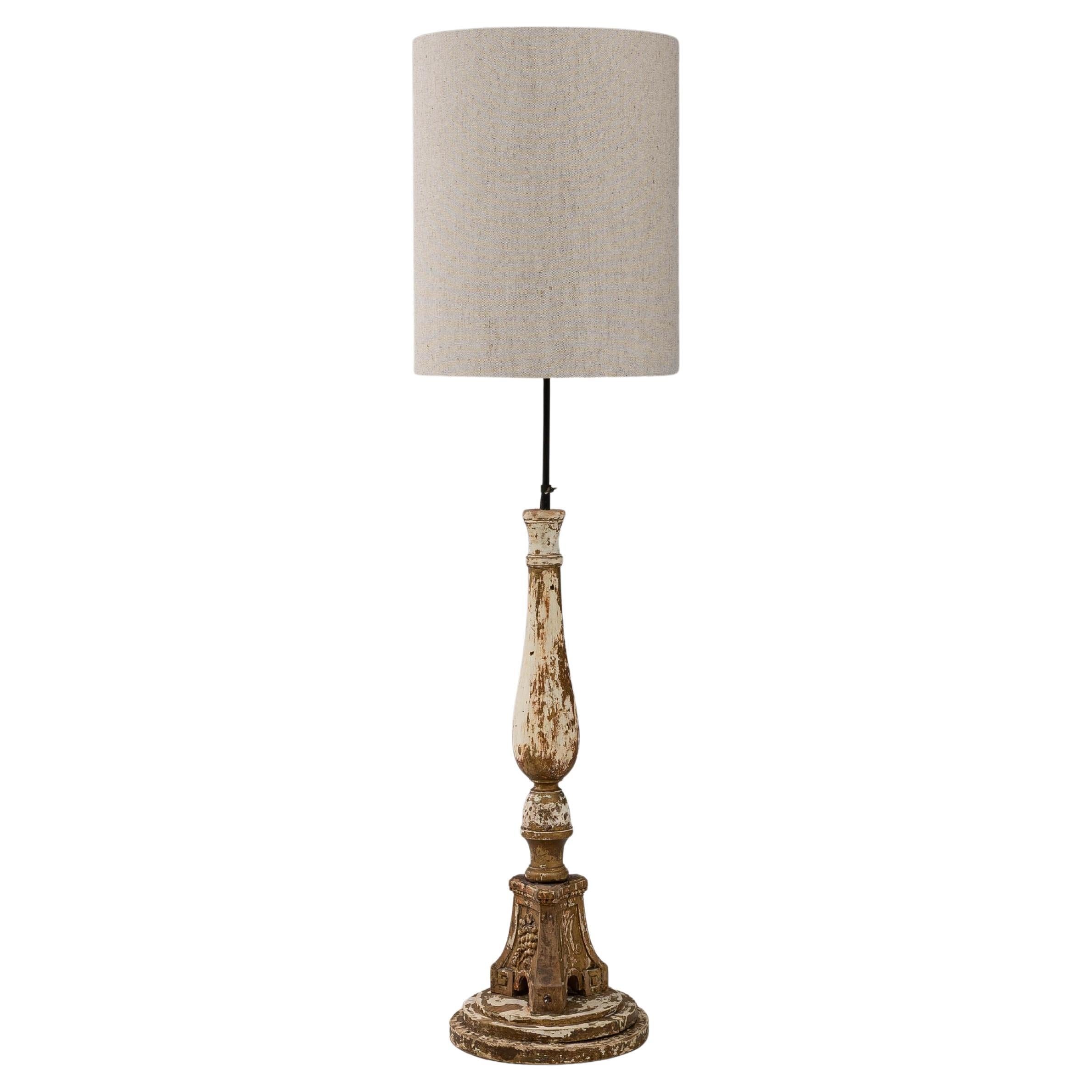 19th Century French Neoclassical Wood Patinated Floor Lamp