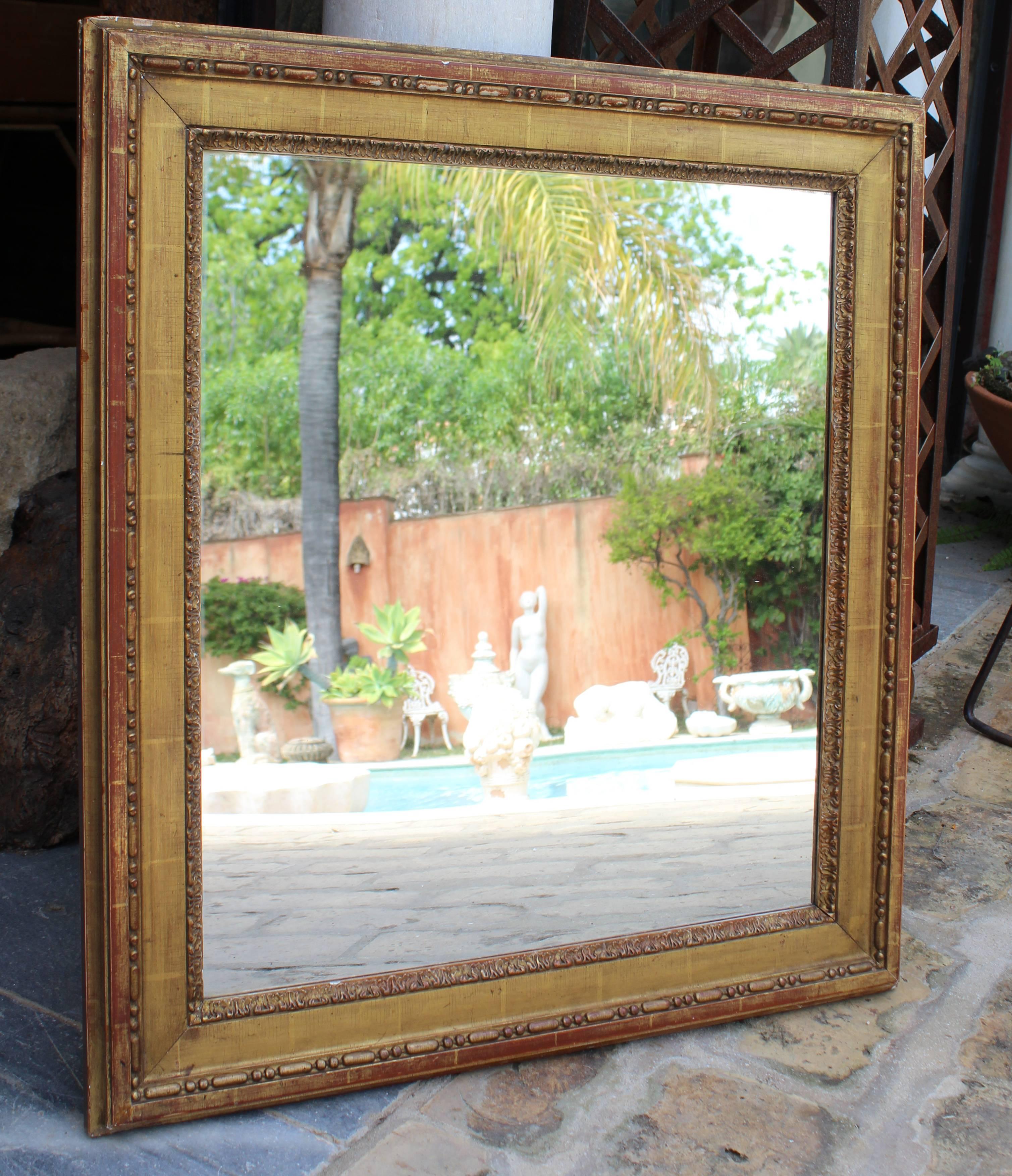 19th Century French Neoclassical Wooden Gilded Mirror In Good Condition For Sale In Marbella, ES