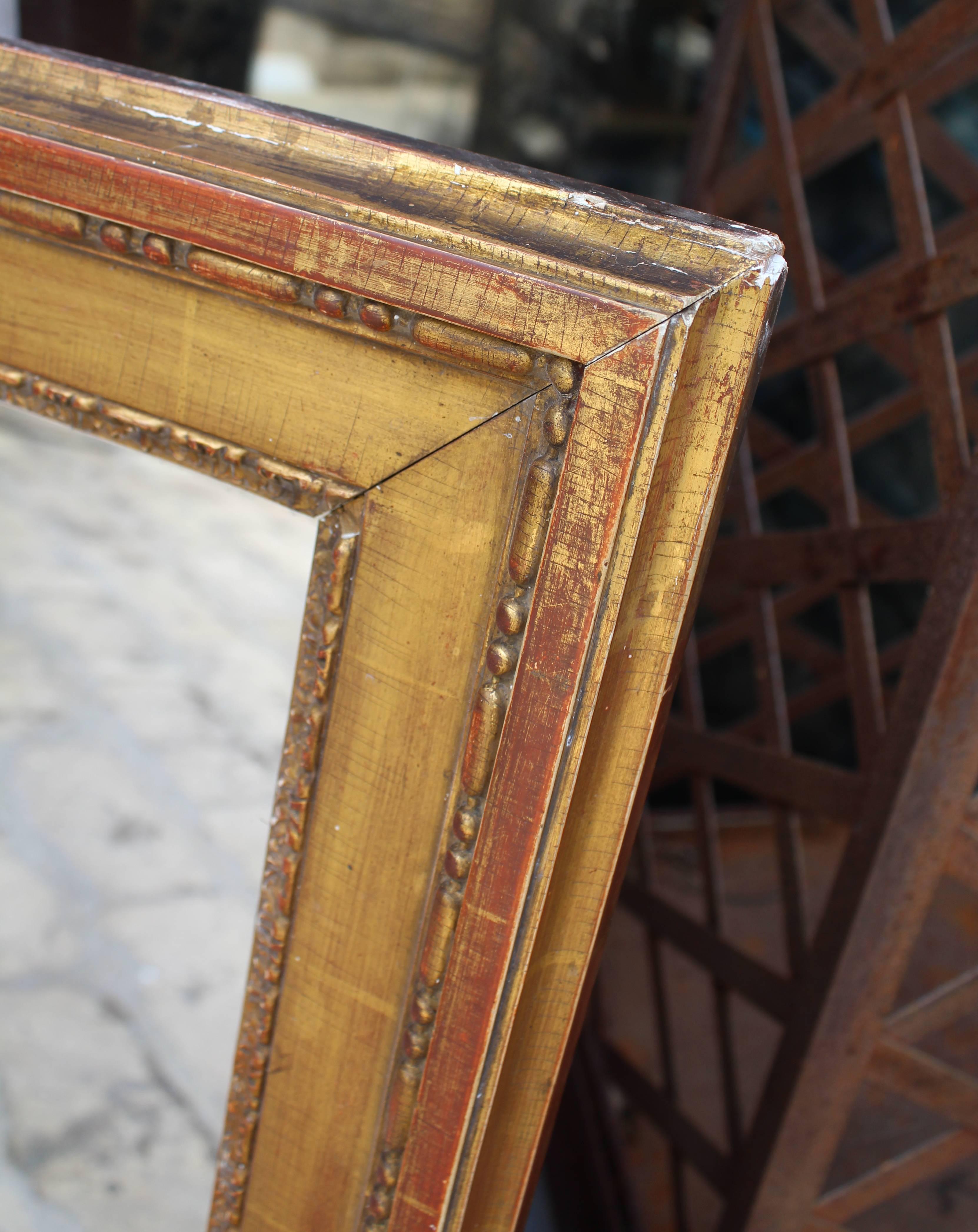 19th Century French Neoclassical Wooden Gilded Mirror For Sale 2