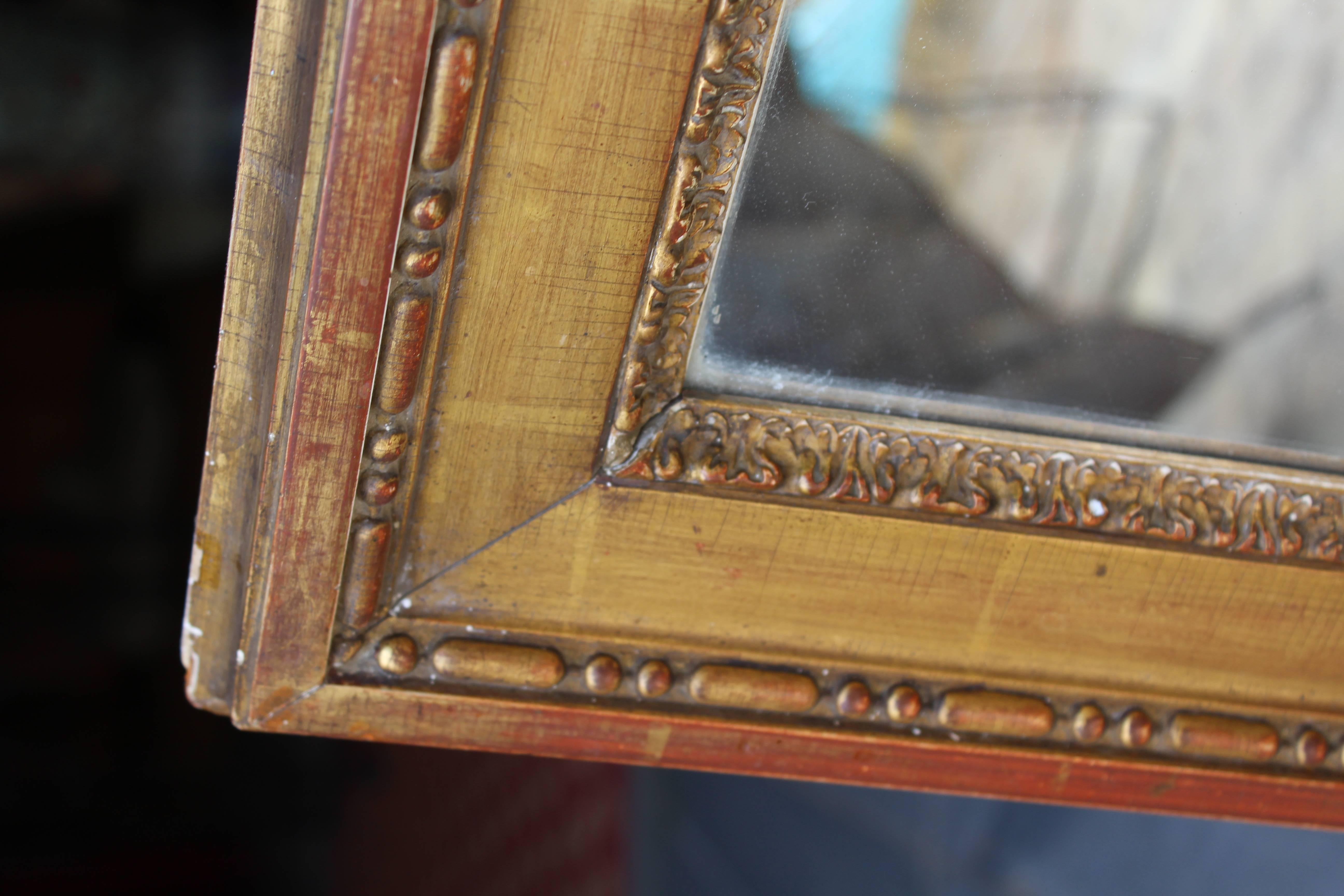 19th Century French Neoclassical Wooden Gilded Mirror For Sale 4