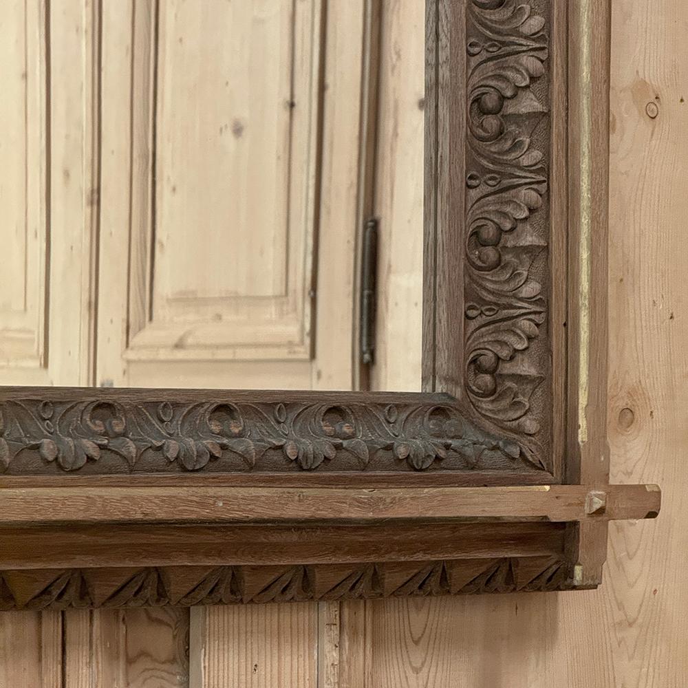 19th Century French Neogothic Oak Mirror For Sale 4