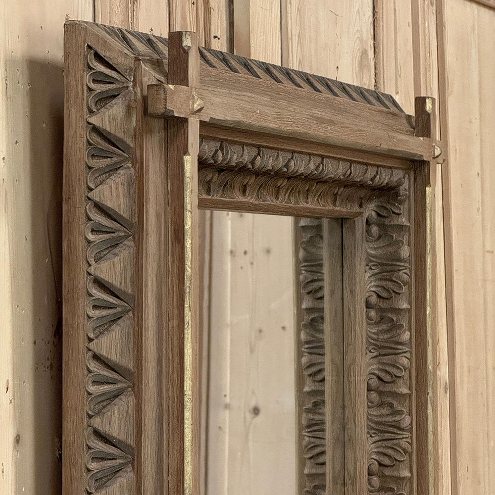 Late 19th Century 19th Century French Neogothic Oak Mirror For Sale