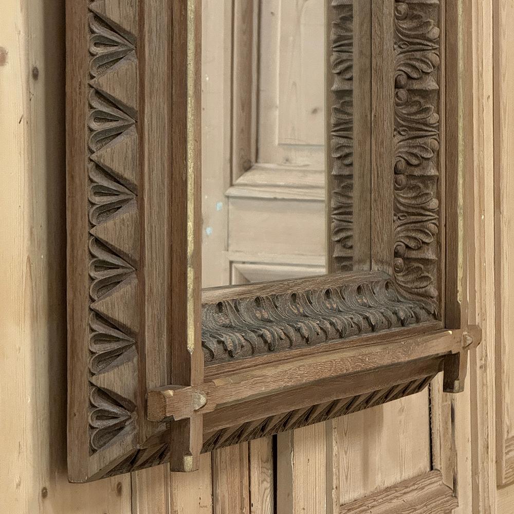 19th Century French Neogothic Oak Mirror For Sale 1