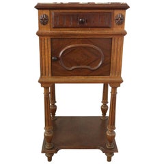 19th Century French Nightstand Side Cabinet Bedside Table Walnut Marble Top 19th Century French Nightstand Side Cabinet Bedside Table Walnut Marble Top