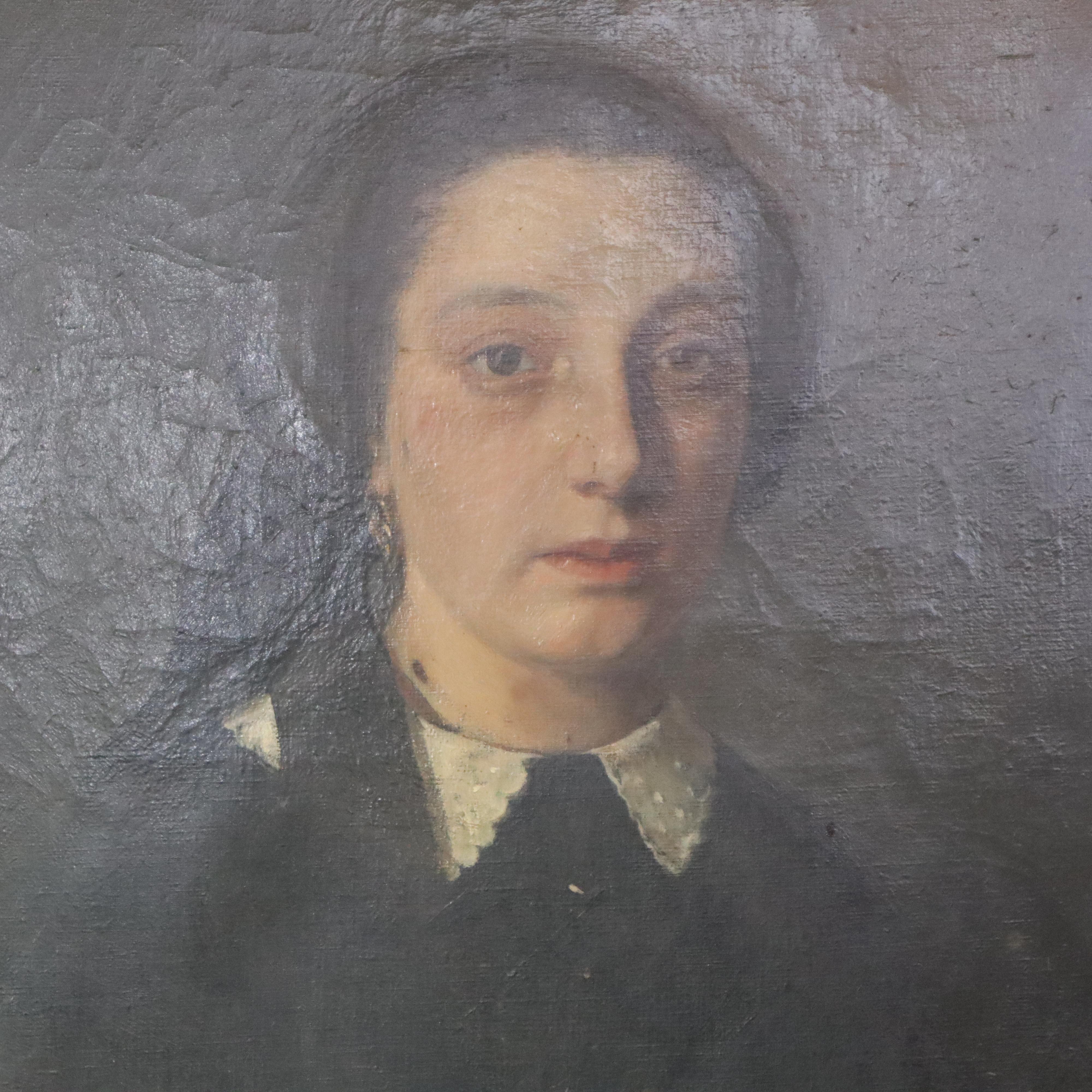 18th Century and Earlier 19th Century French Noblewoman Portrait, Oil on Canvas, Marseilles Court For Sale