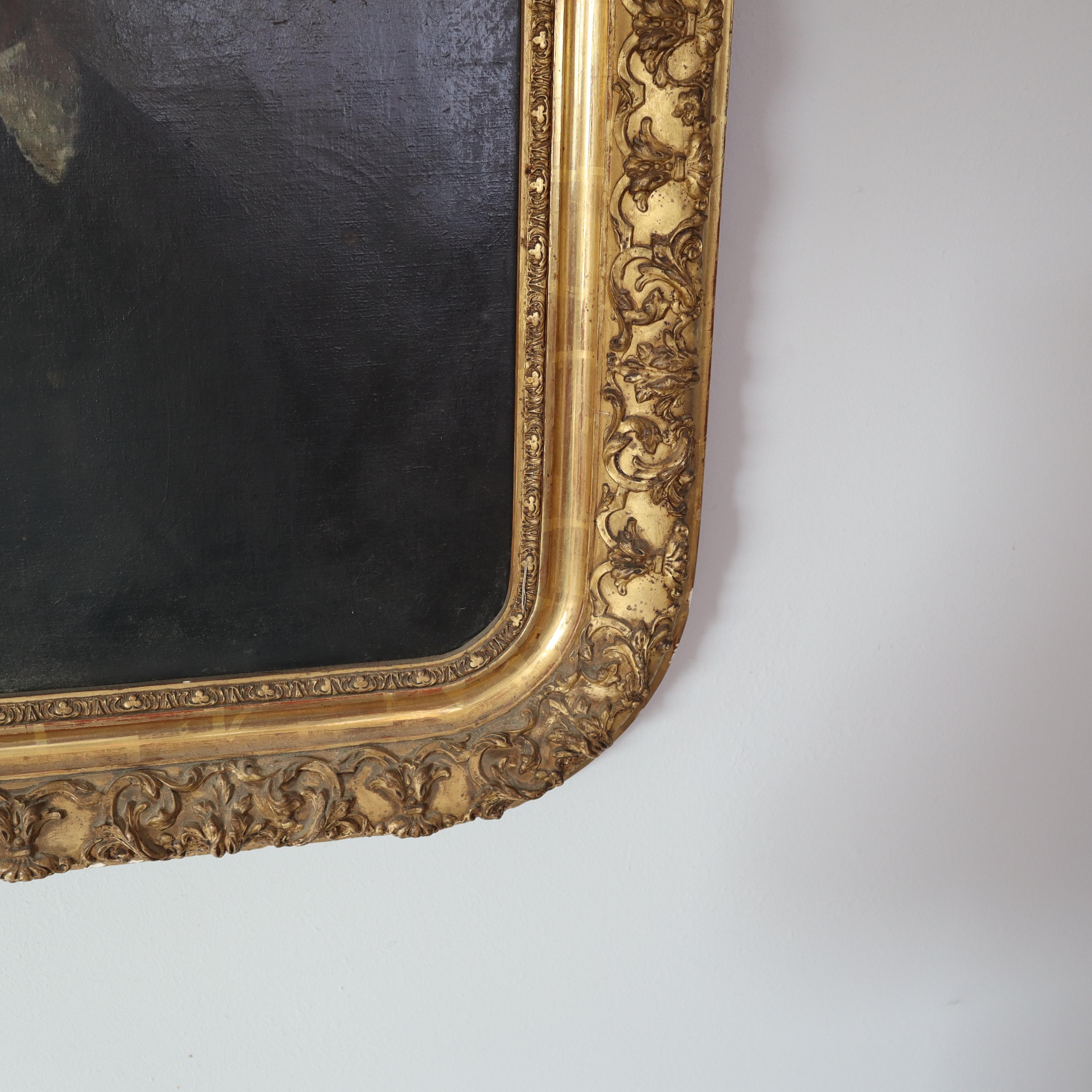 19th Century French Noblewoman Portrait, Oil on Canvas, Marseilles Court For Sale 2
