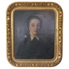 Retrato de noble francesa del siglo XIX, óleo sobre lienzo, Corte de Marsella