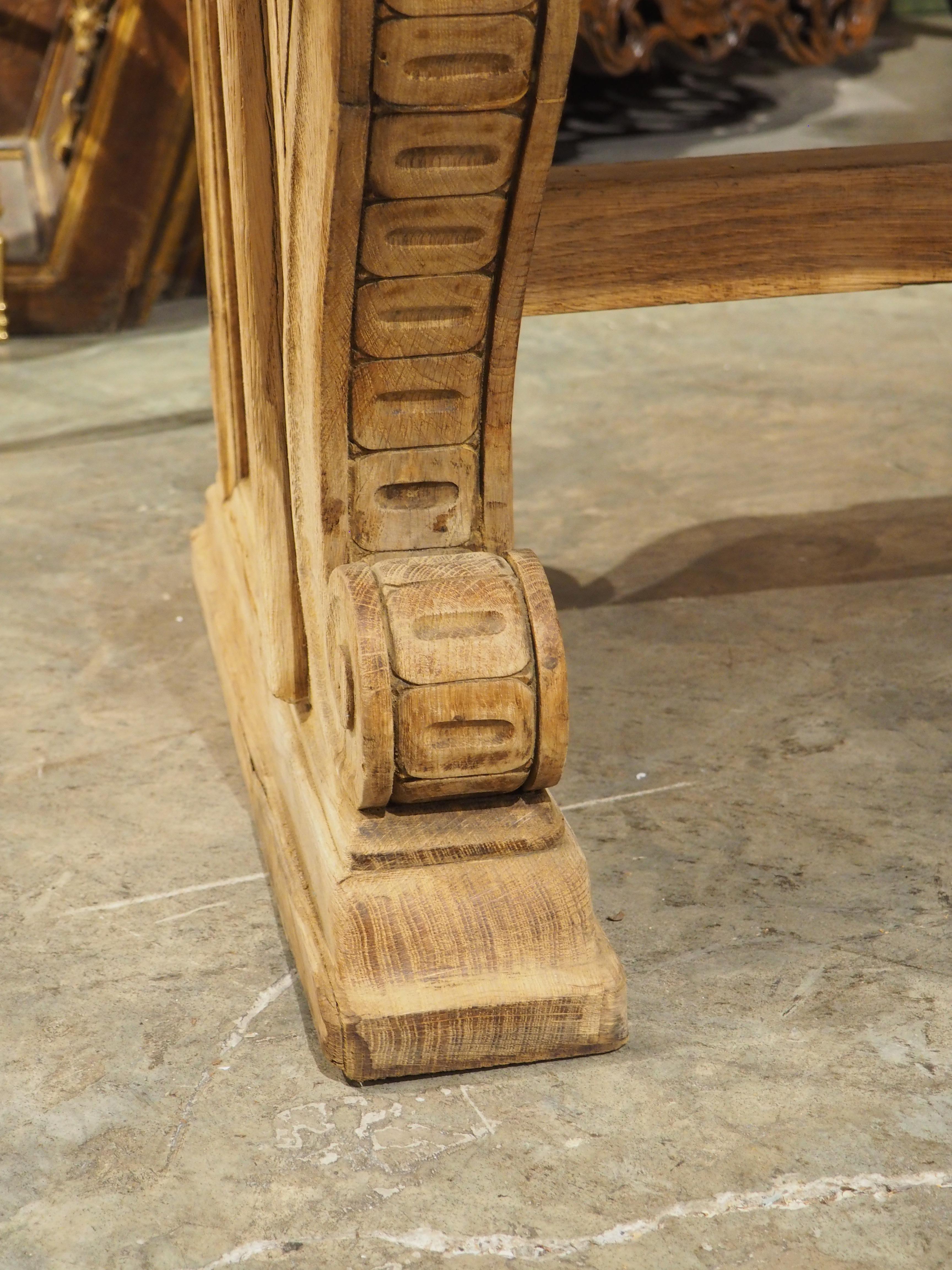 19th Century French Oak 2-Drawer Console Table with Marble Top For Sale 9