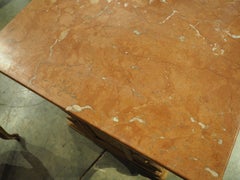 19th Century French Oak 2-Drawer Console Table with Marble Top